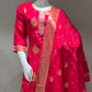 🌺Rani pink kurta set with Banarasi Dupatta🌺