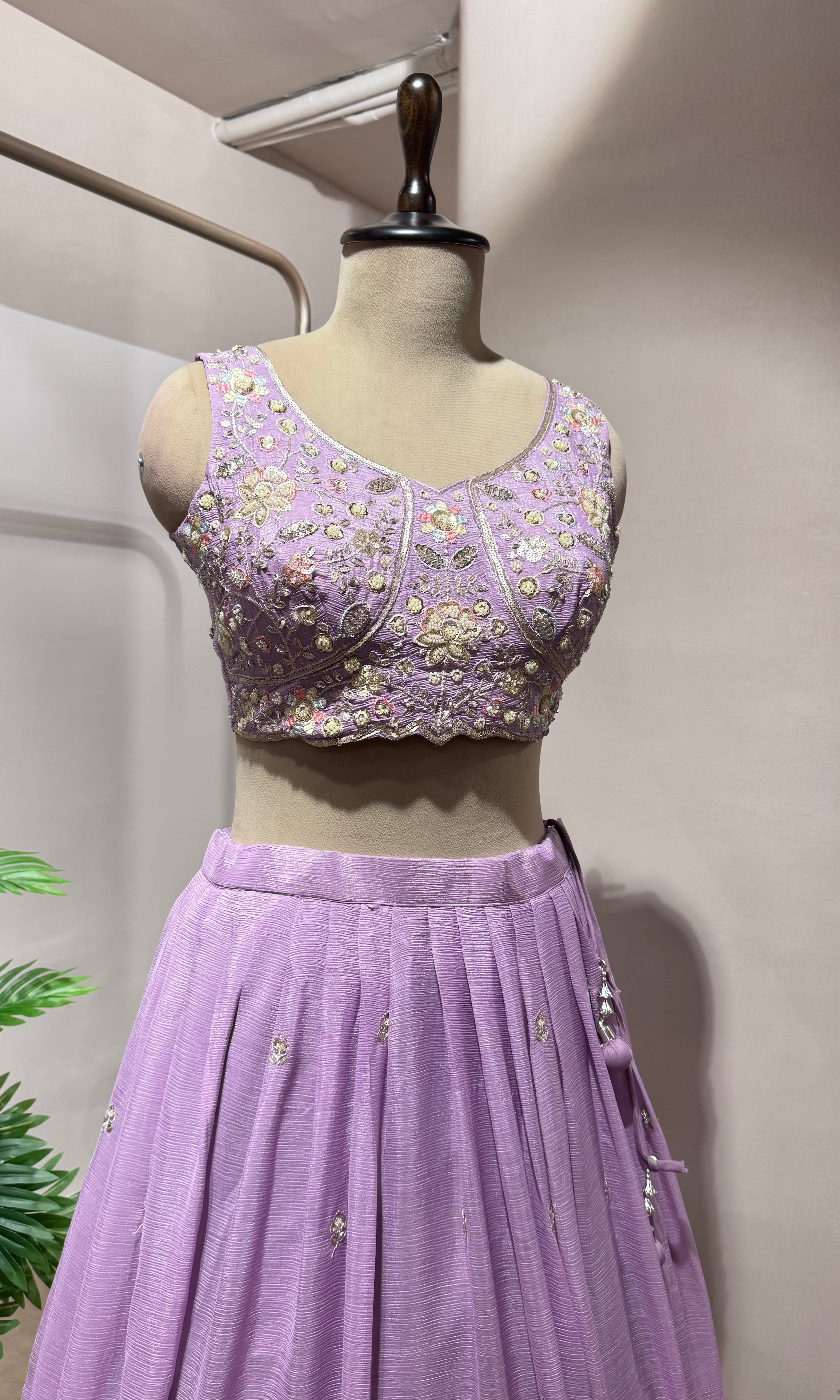 LAVENDER FLORAL EMBROIDERED LEHENGA