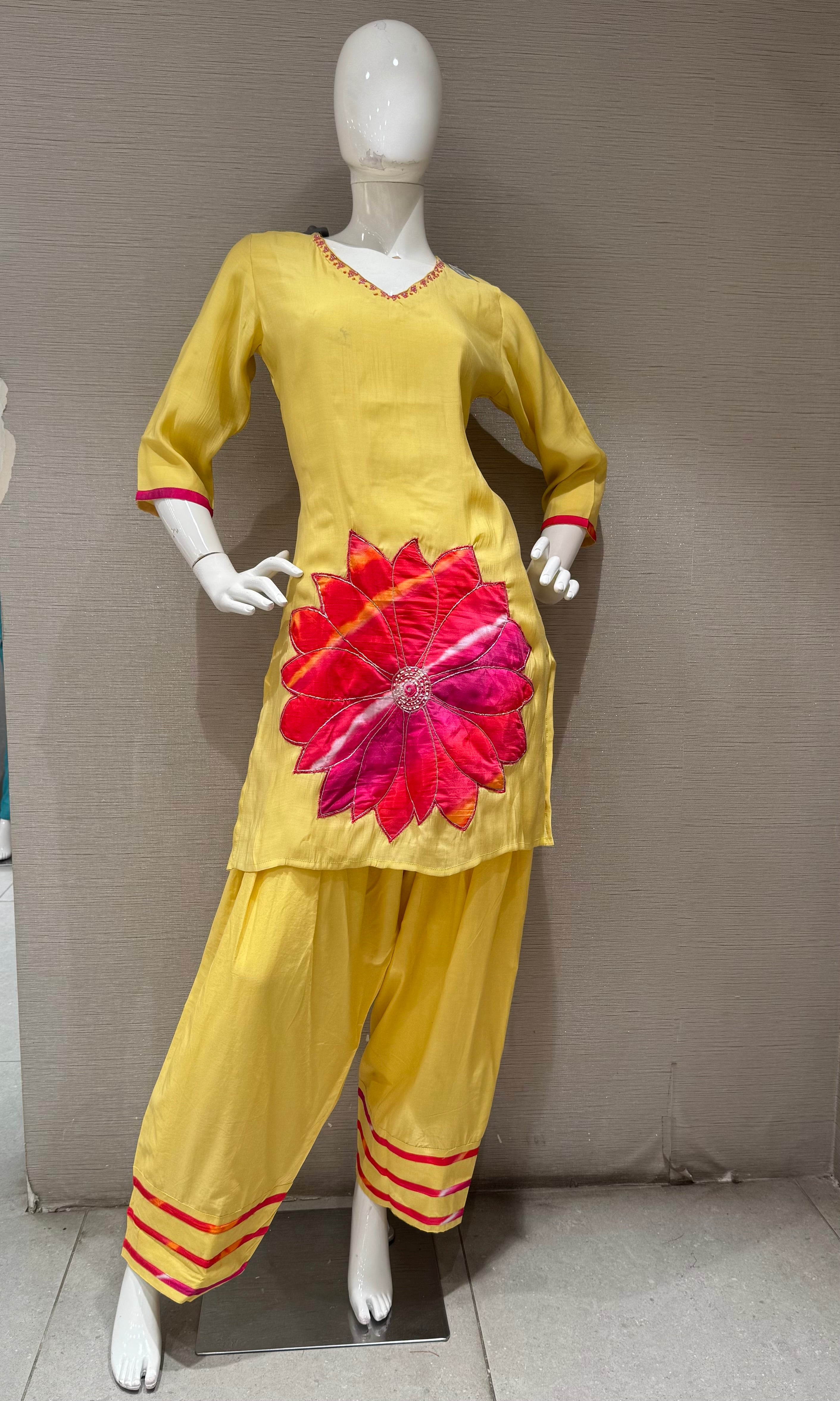 Light Yellow Floral Farsi salwar kurta set