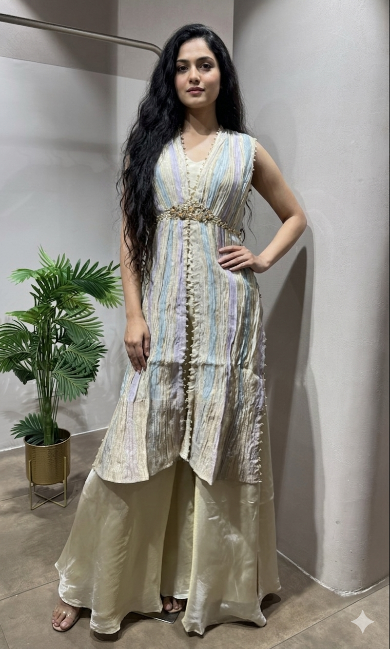 BEAGH Multi-Toned Pastel Embroidered Palazzo