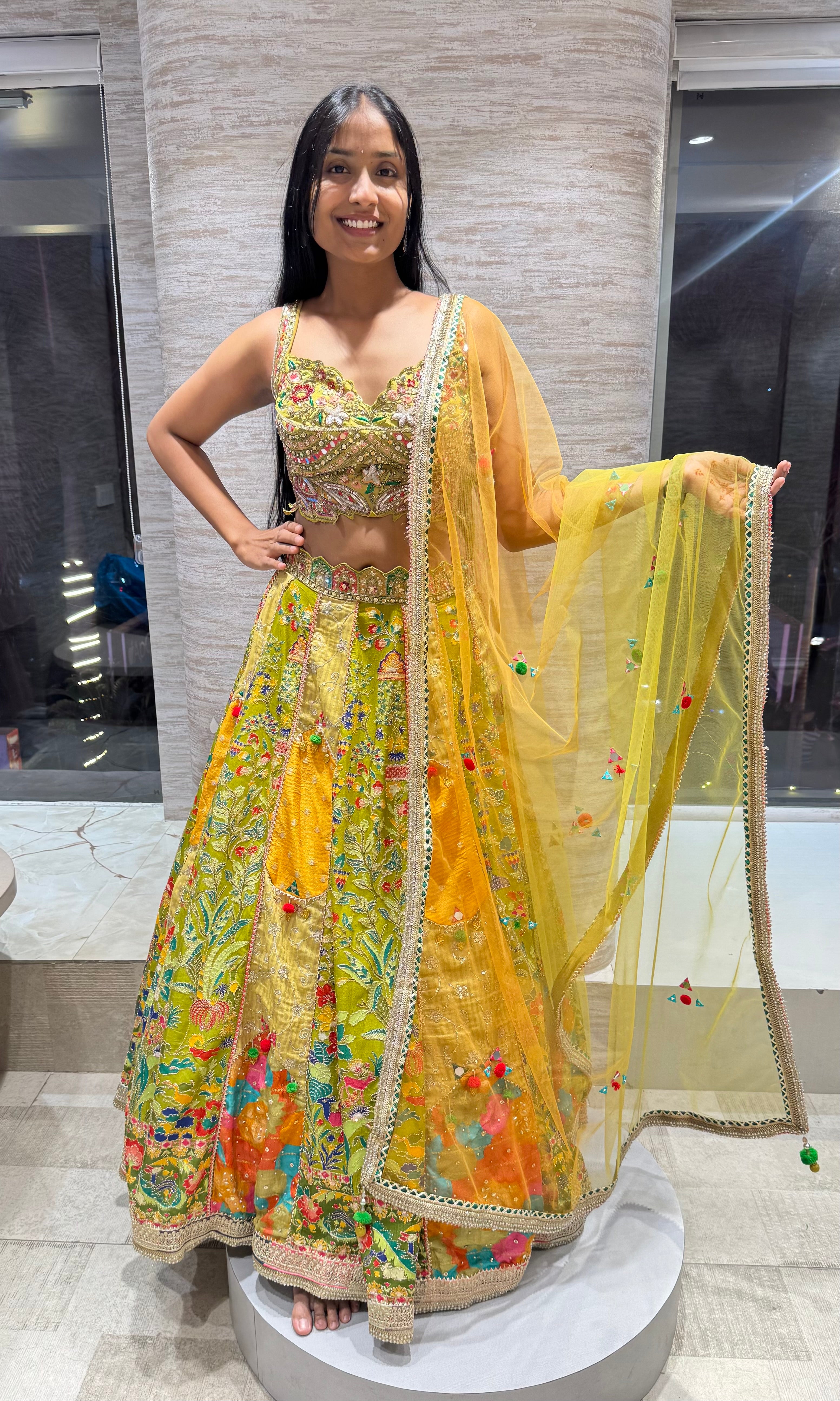 Mehandi green Floral Lehenga