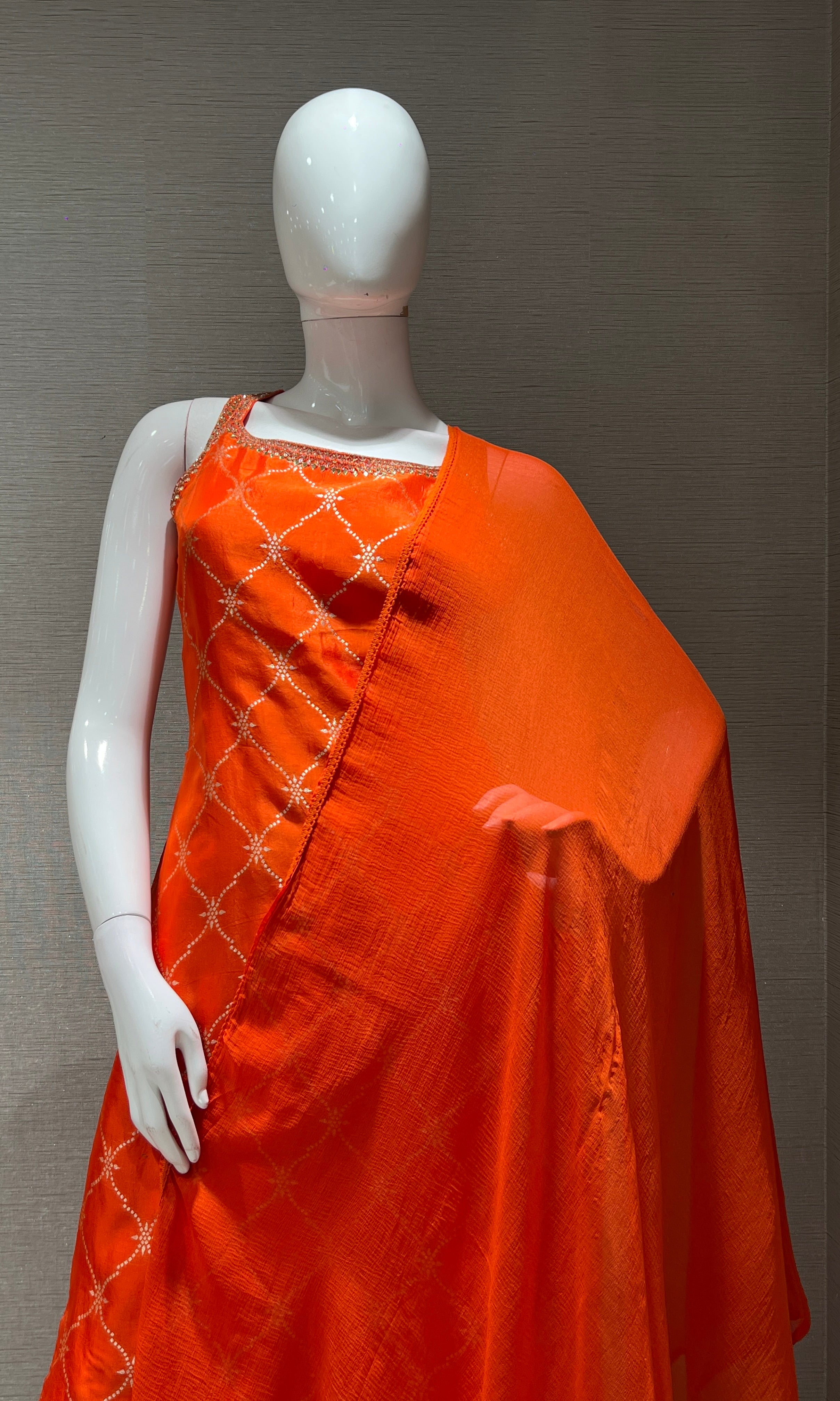 orange and gold banarasi silk kurta set