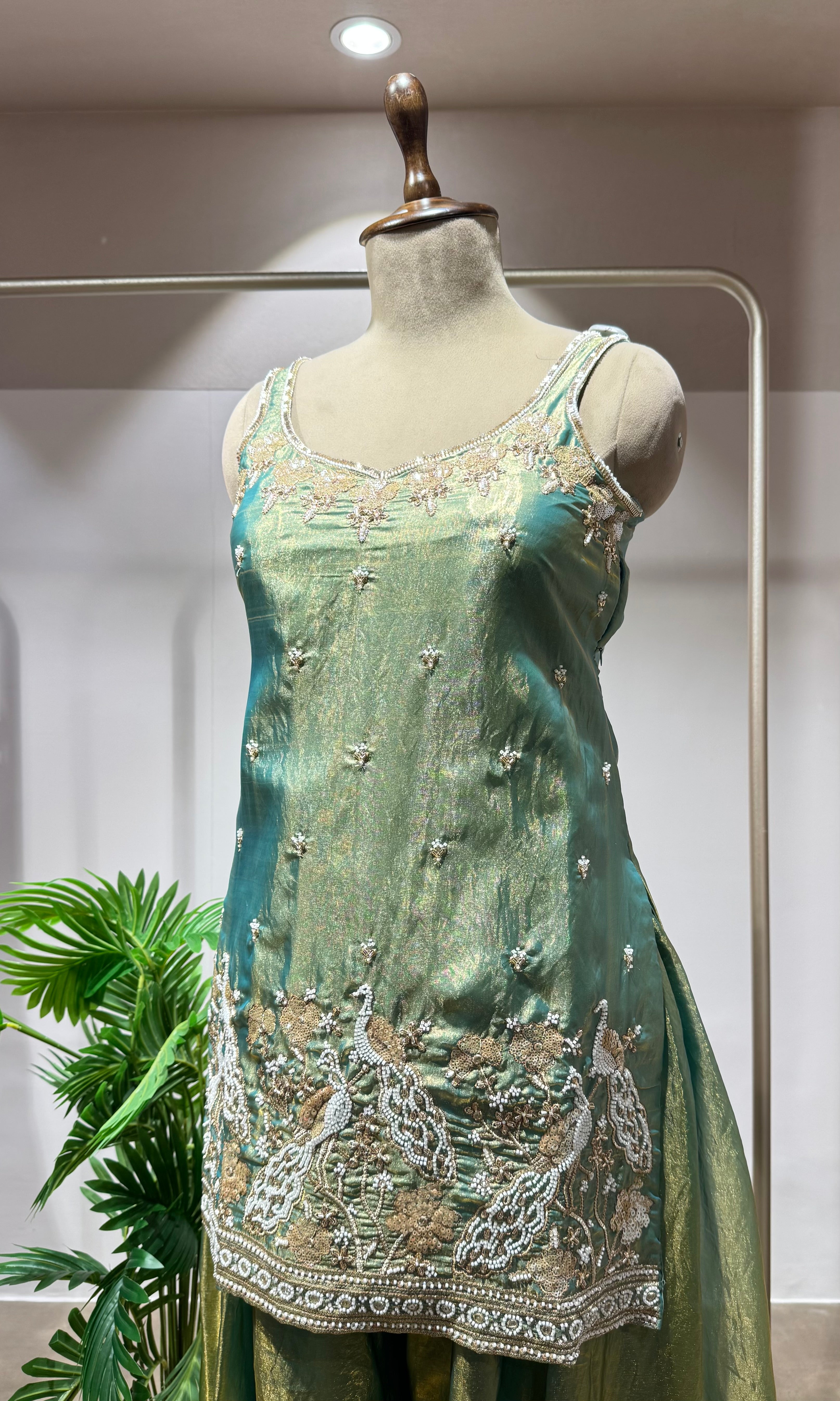 Green SHIMMER TISSUE ETHNIC SHARARA
