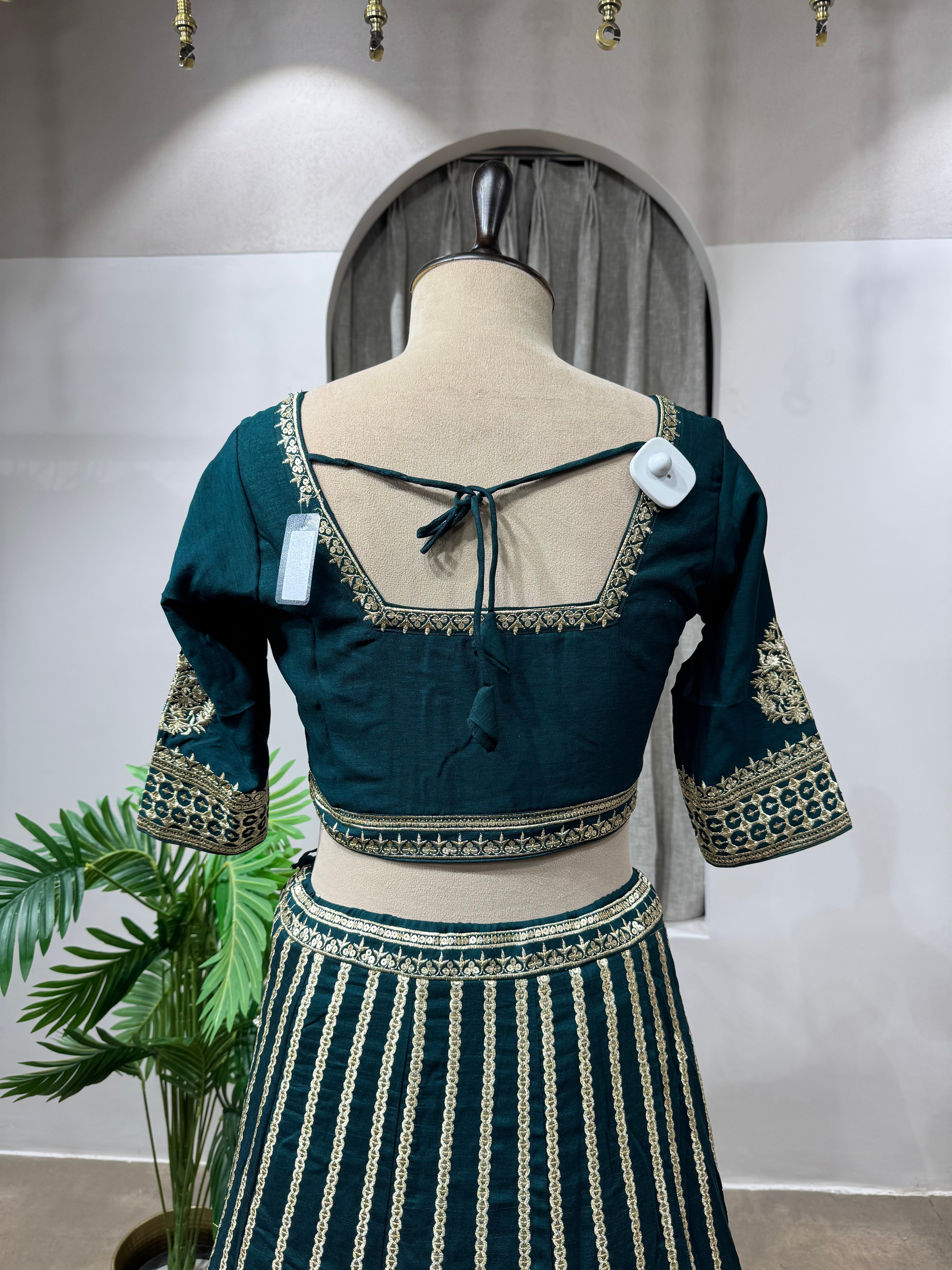 Green Georgette Sequins Embroidery Lehenga