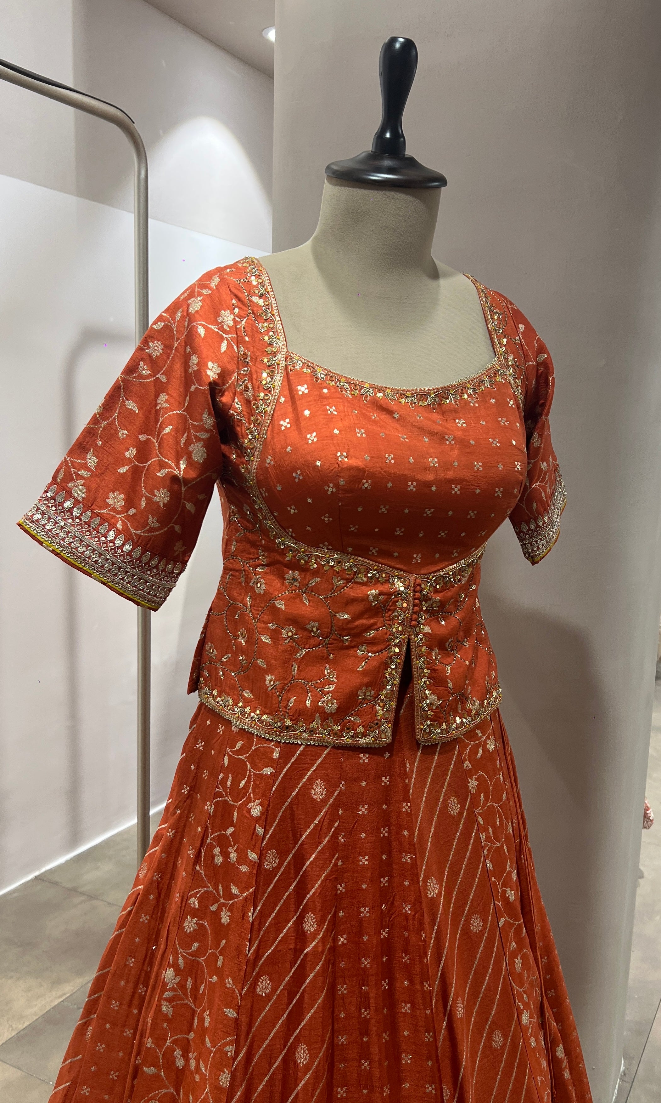 Rust INTRICATE GOLD EMBROIDERED LEHENGA
