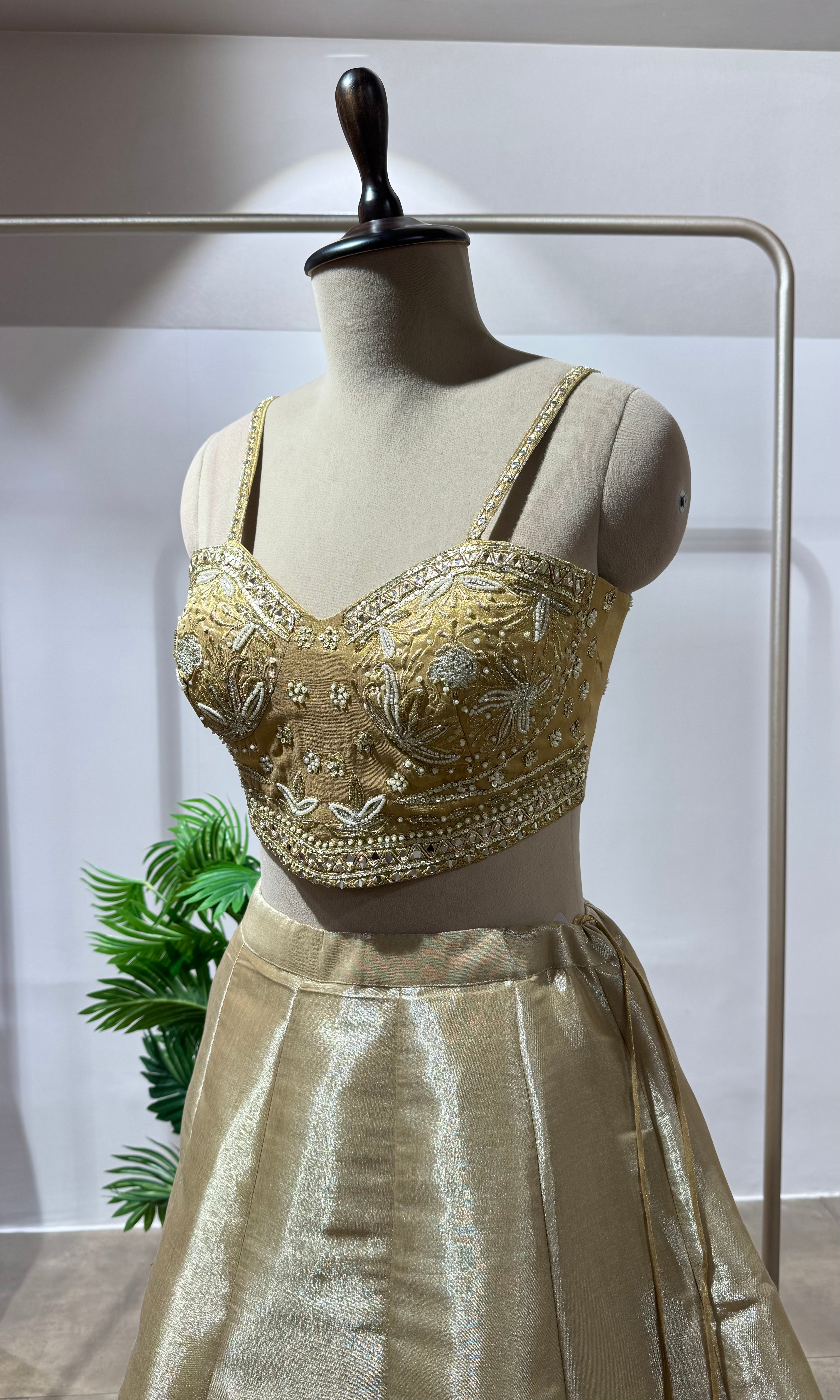 GOLDEN LEHENGA WITH CORSET BLOUSE