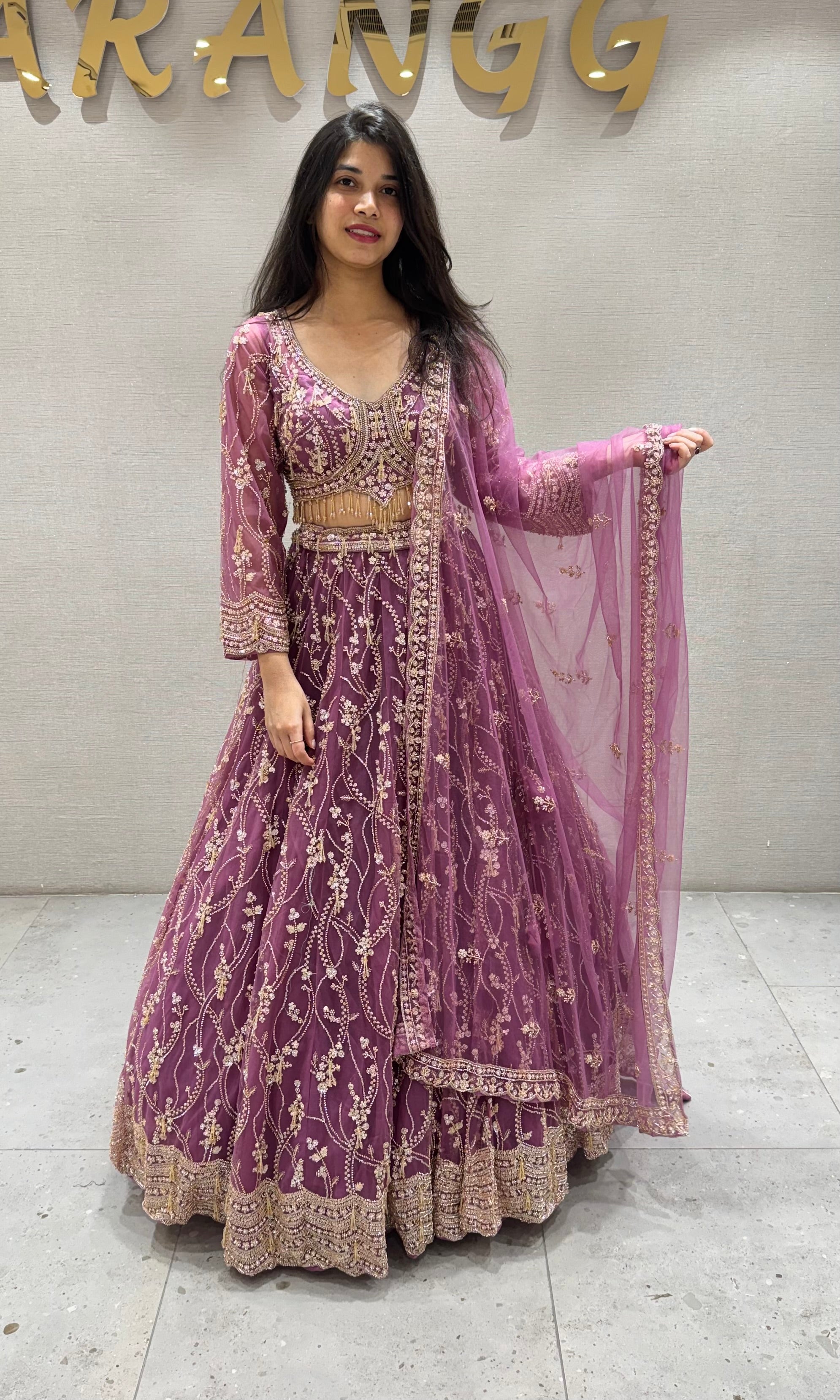 Purple GOLDEN EMBROIDERED lehenga