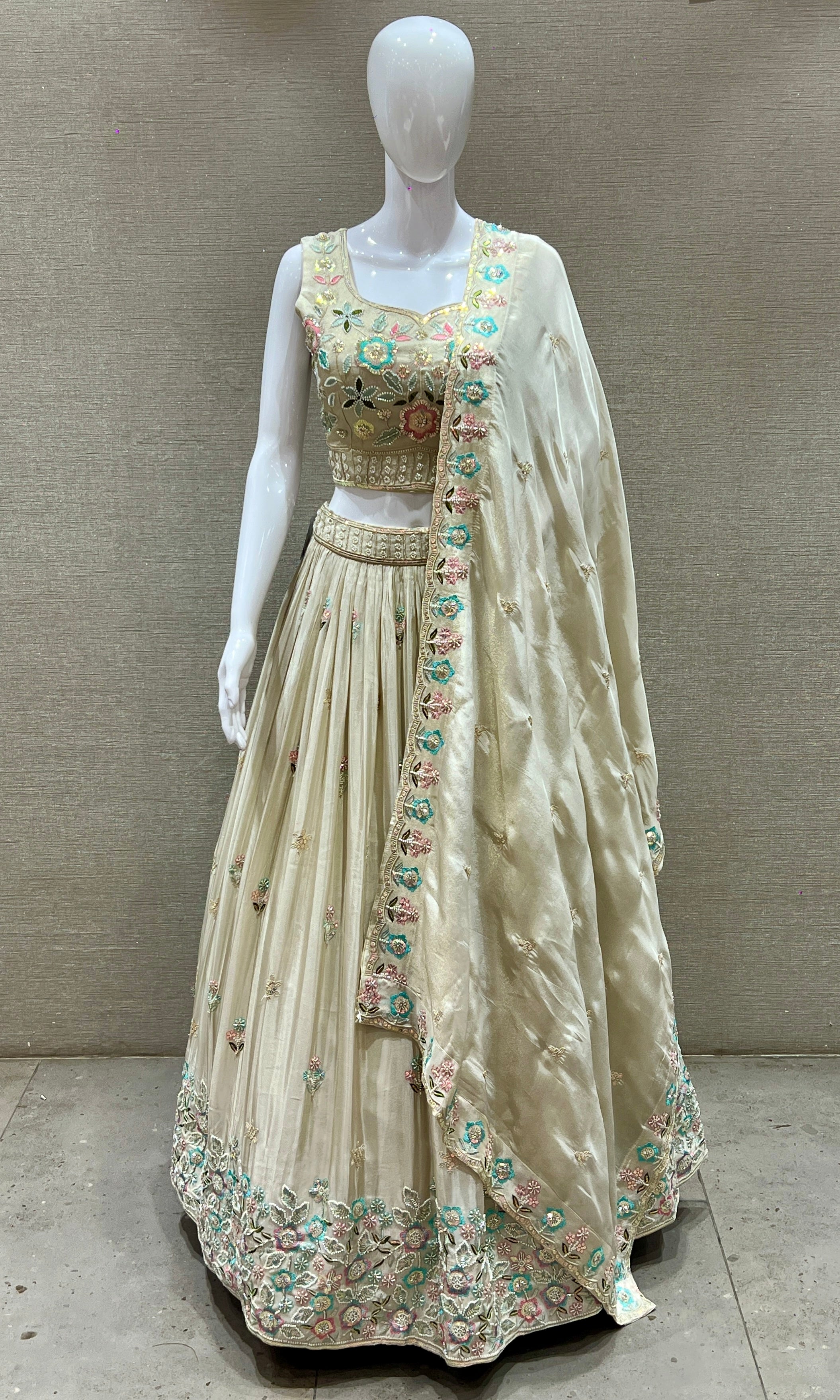 Cream Lehenga