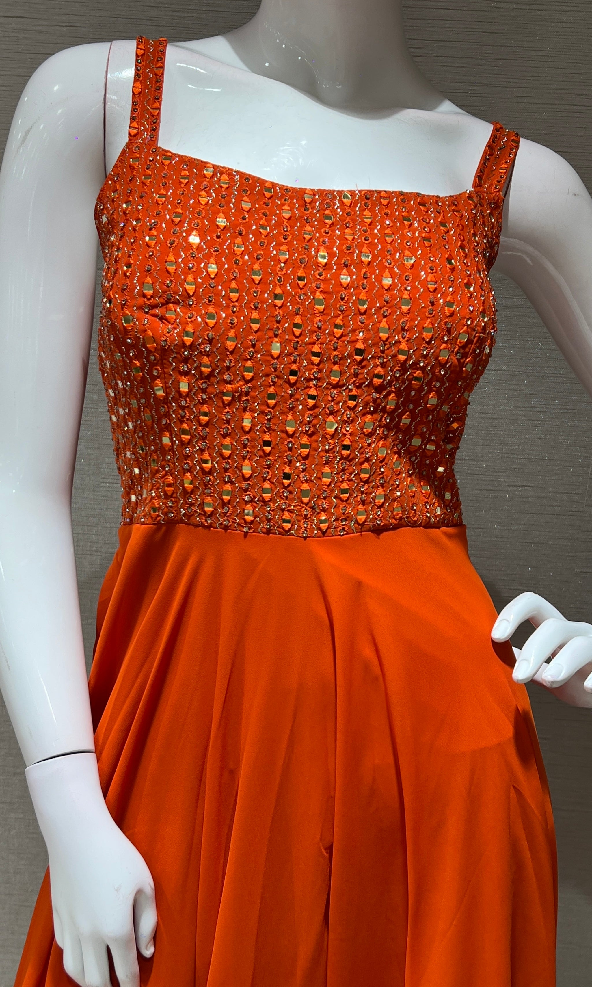 Orange EMBELLISHED ANARKALI LONG DRESS