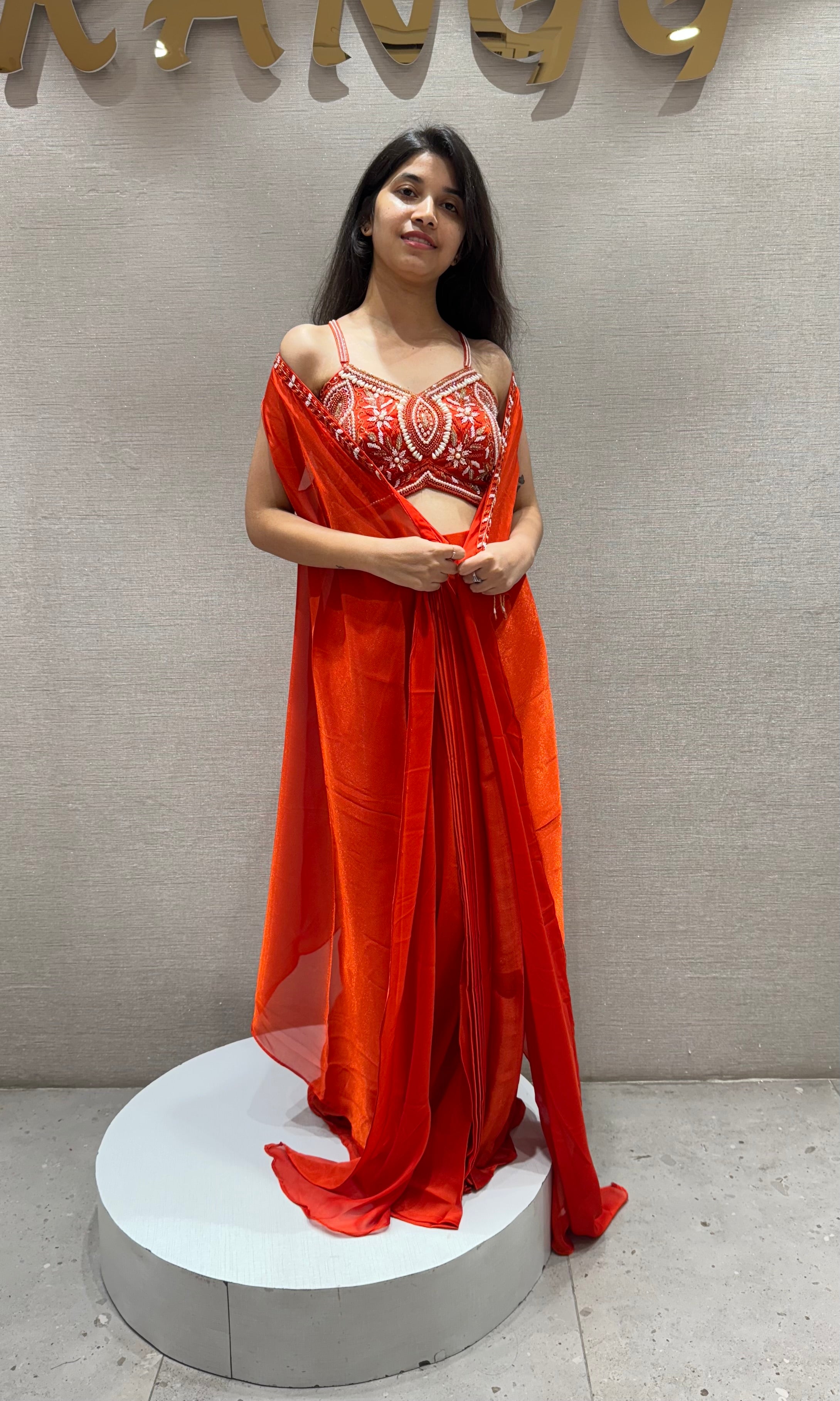 RUST 3 PIECE INDO WESTERN DRESS