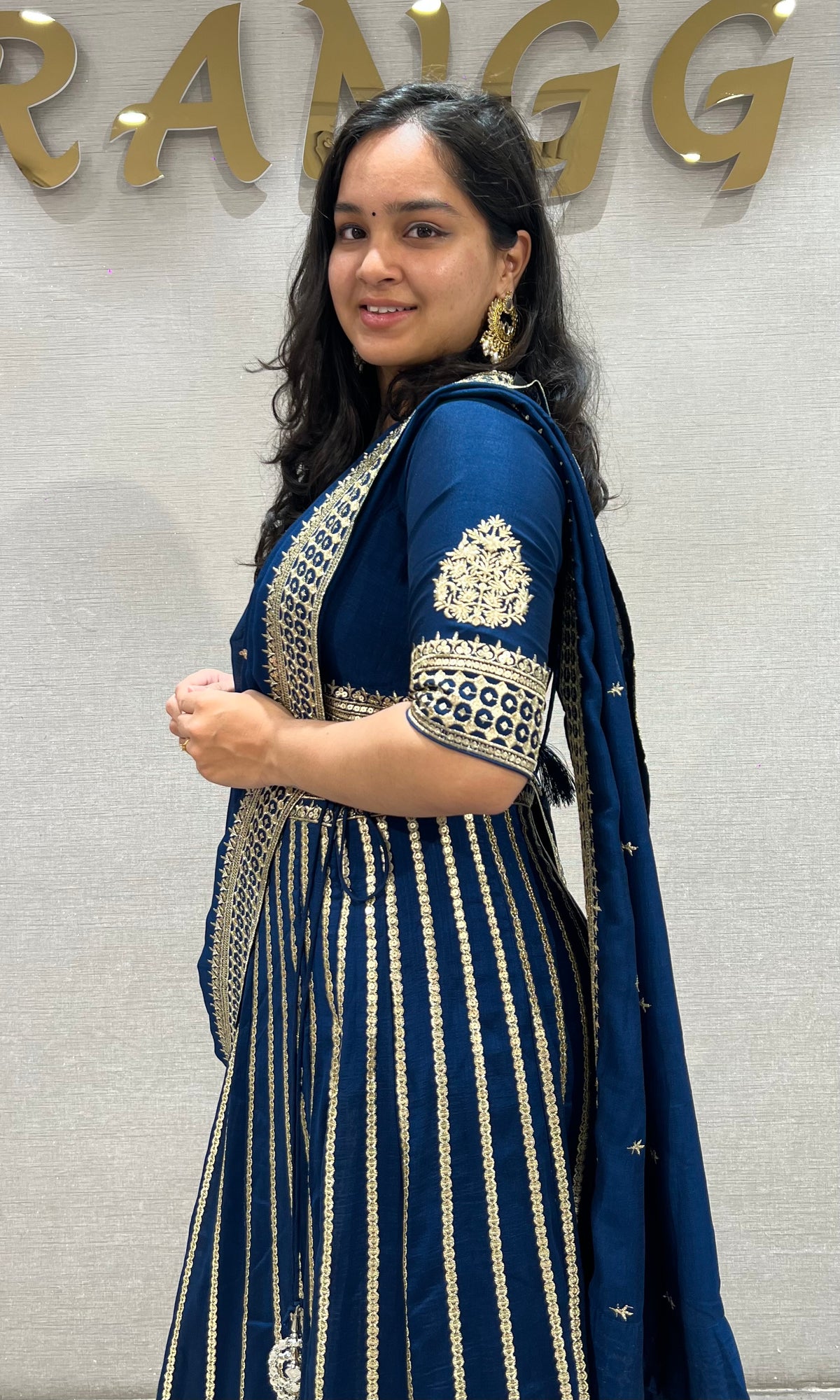 Peacock Blue Georgette Embroidery Lehenga set