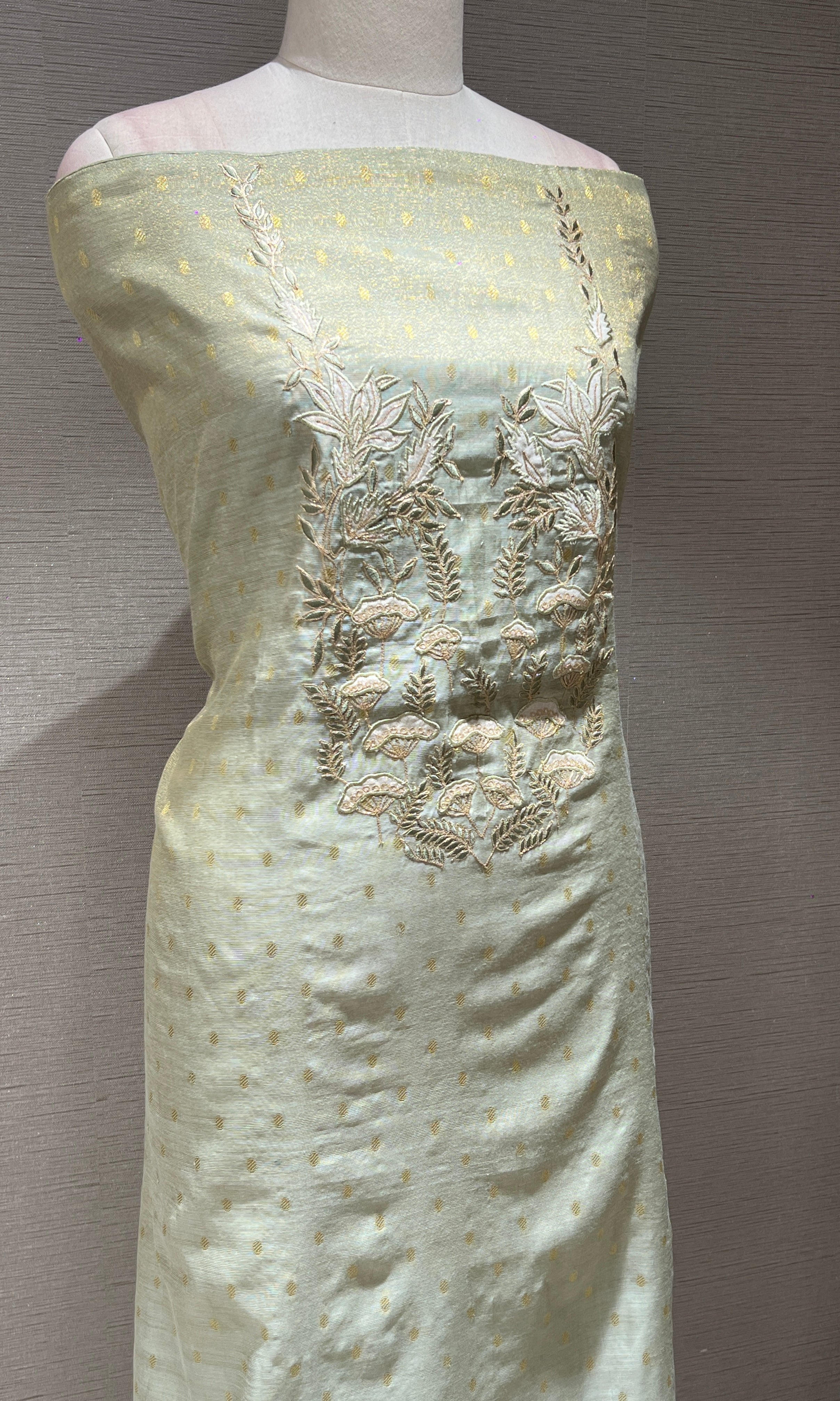 Pista green dress material (party wear)