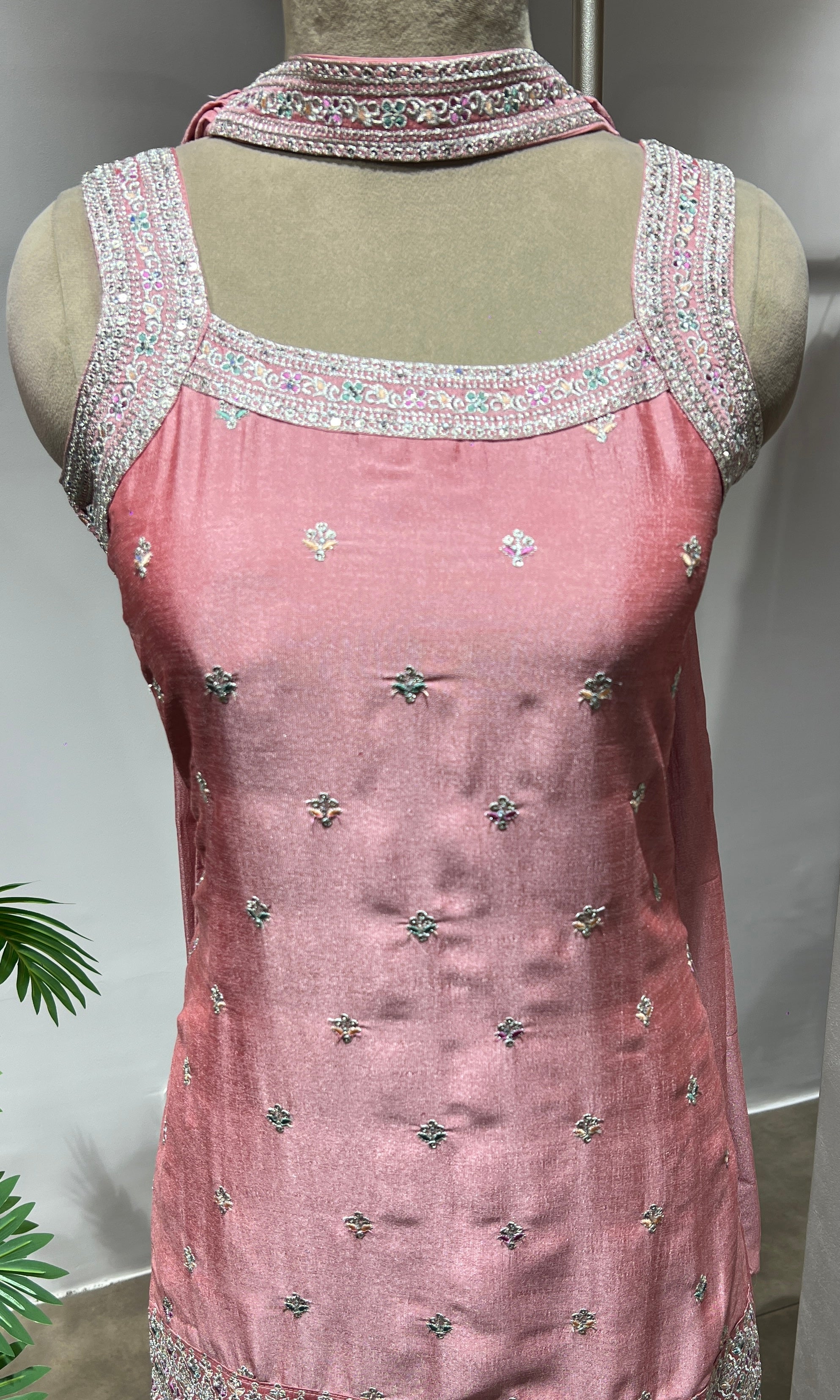 Baby pink Georgette Suit with Intricate ENSEMBEL