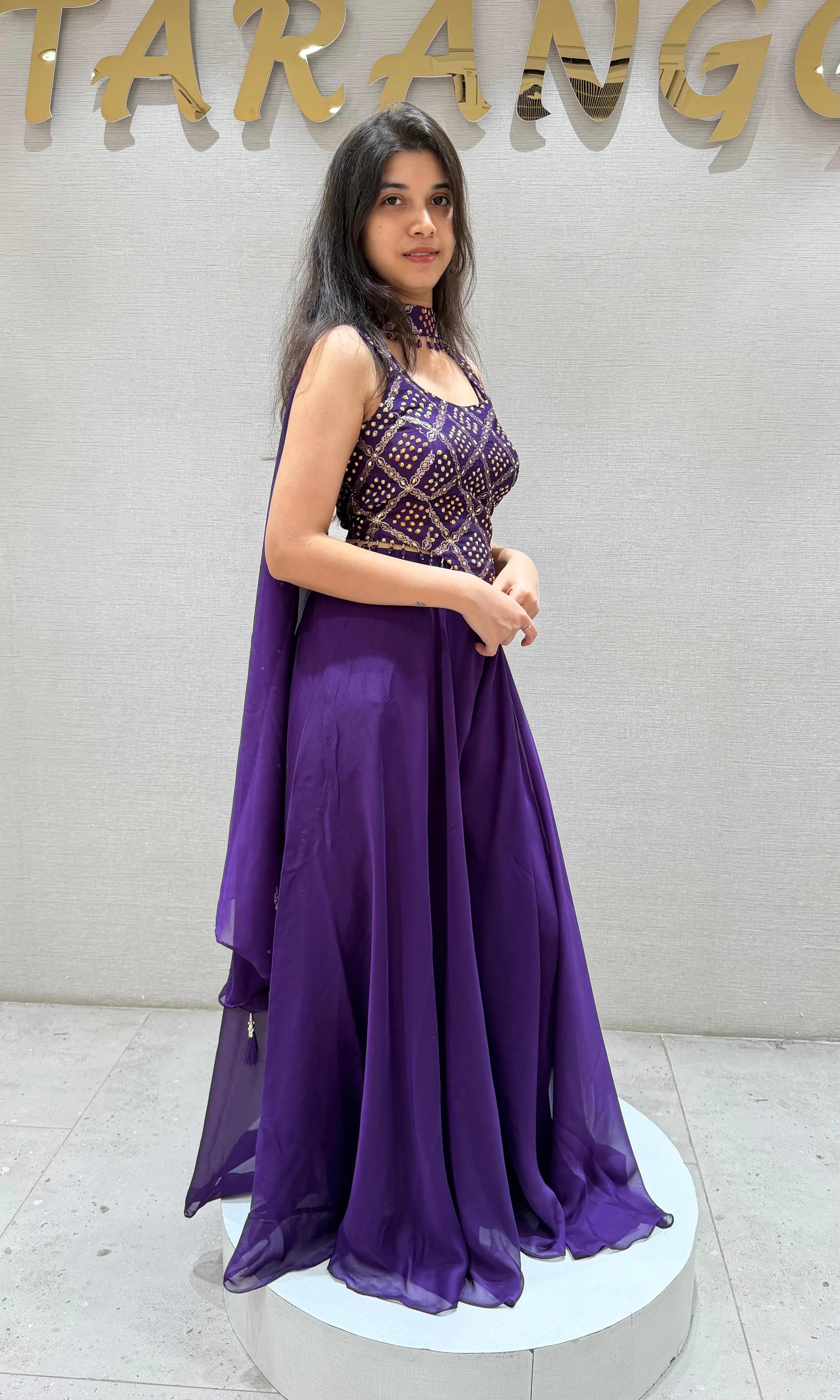 Purple EMBROIDERED PALAZZO SET