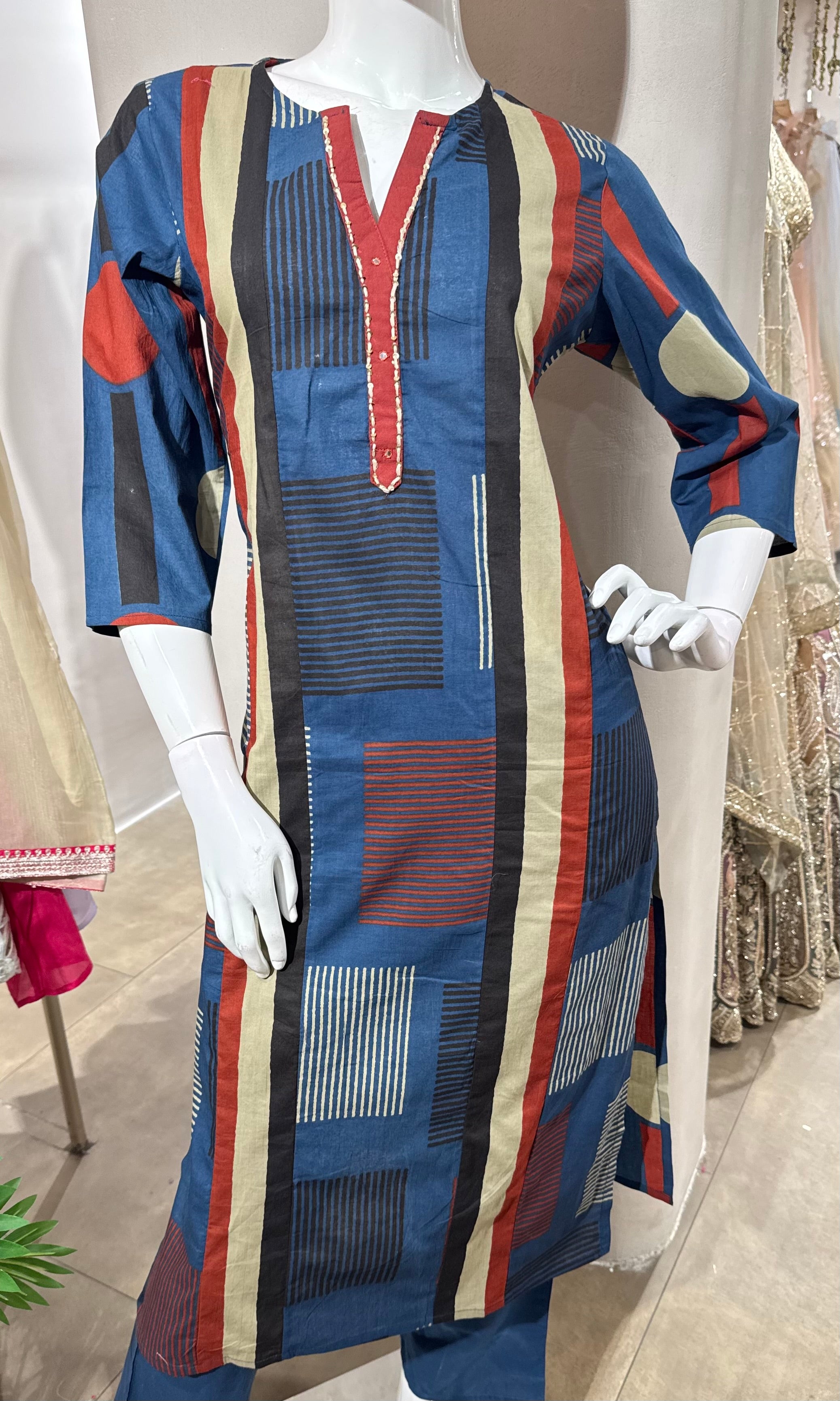 BLUE PRINTED KURTA SET