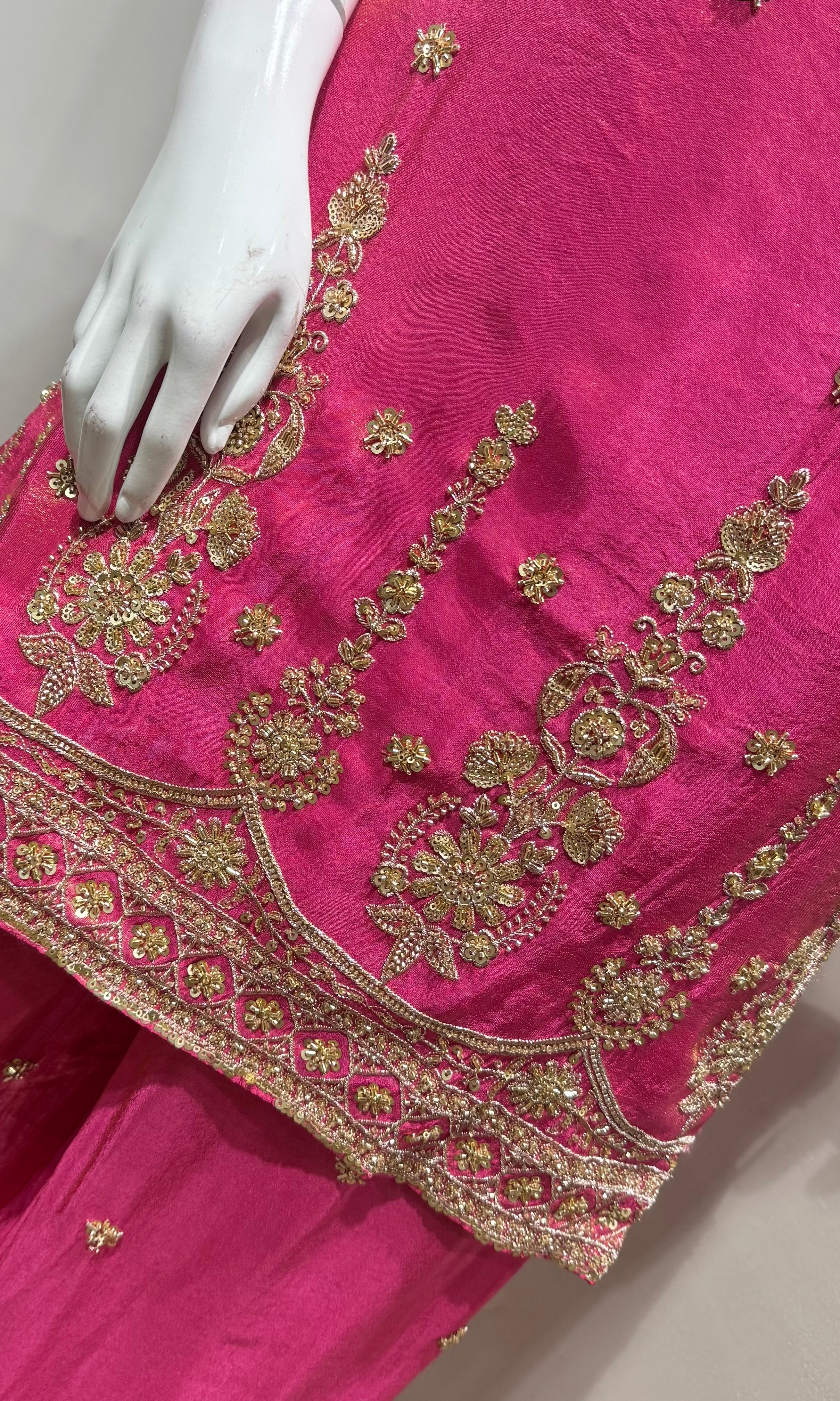 Pink gold zari work sharara set