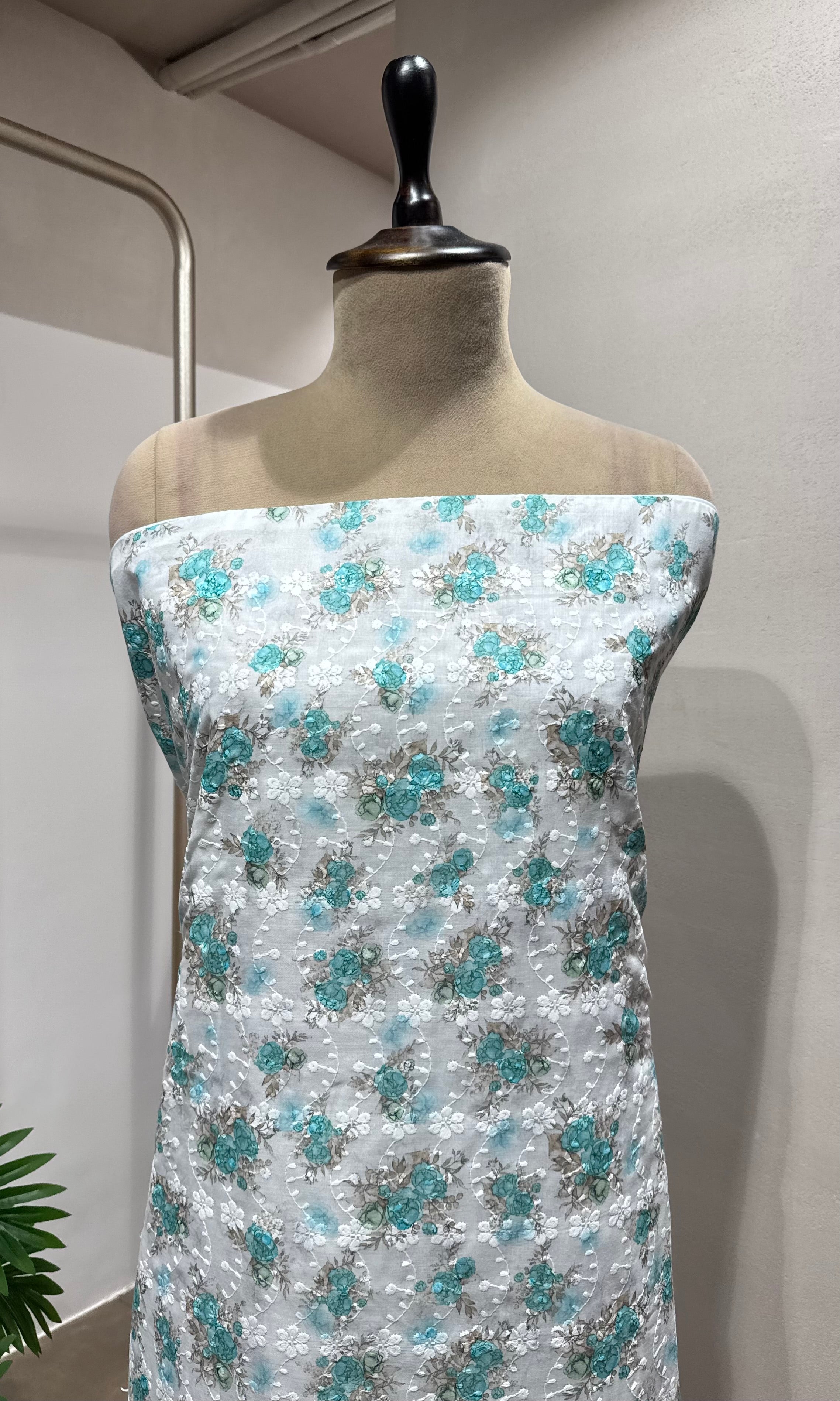 BLUE Floral dress material