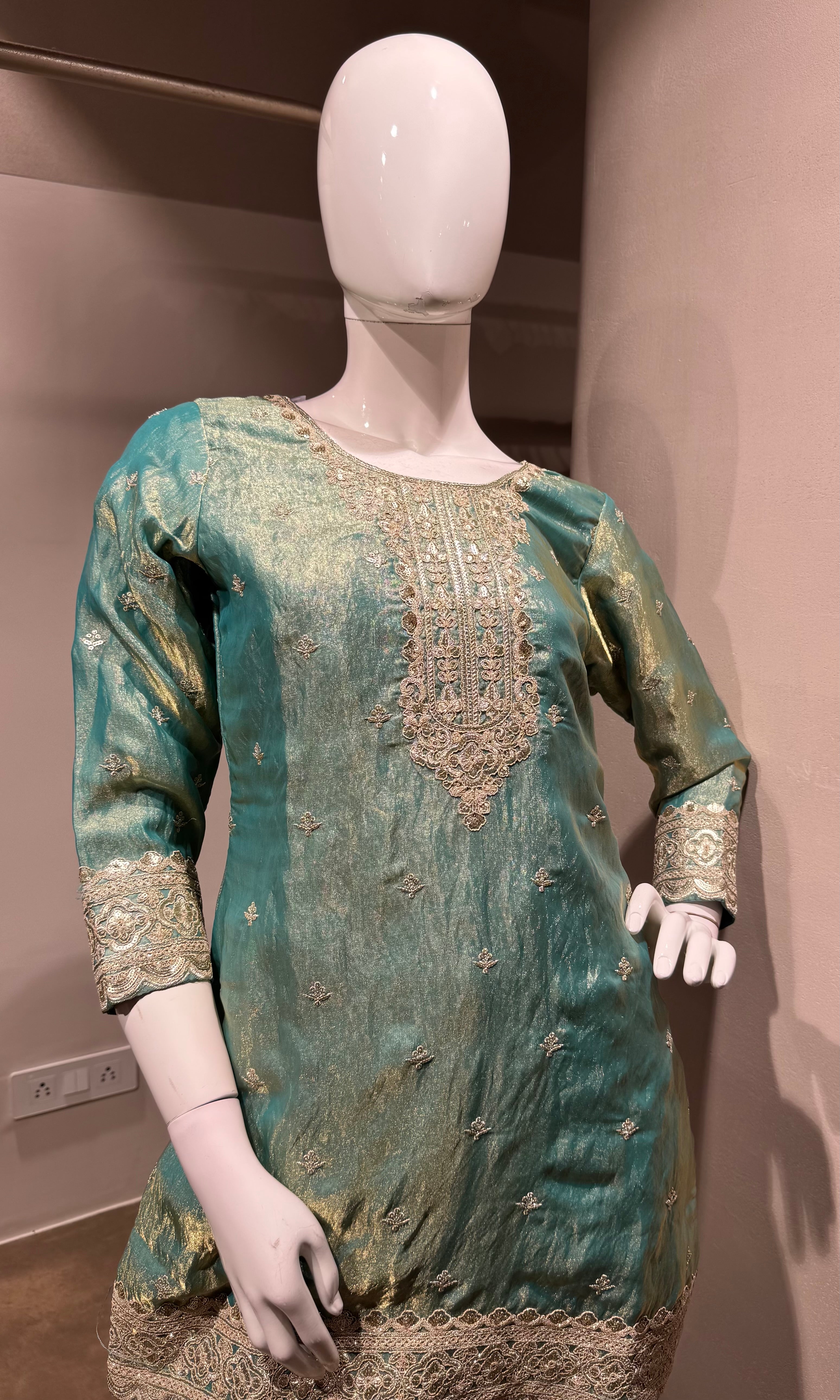 GREEN Shimmer Tissue Sharara Set