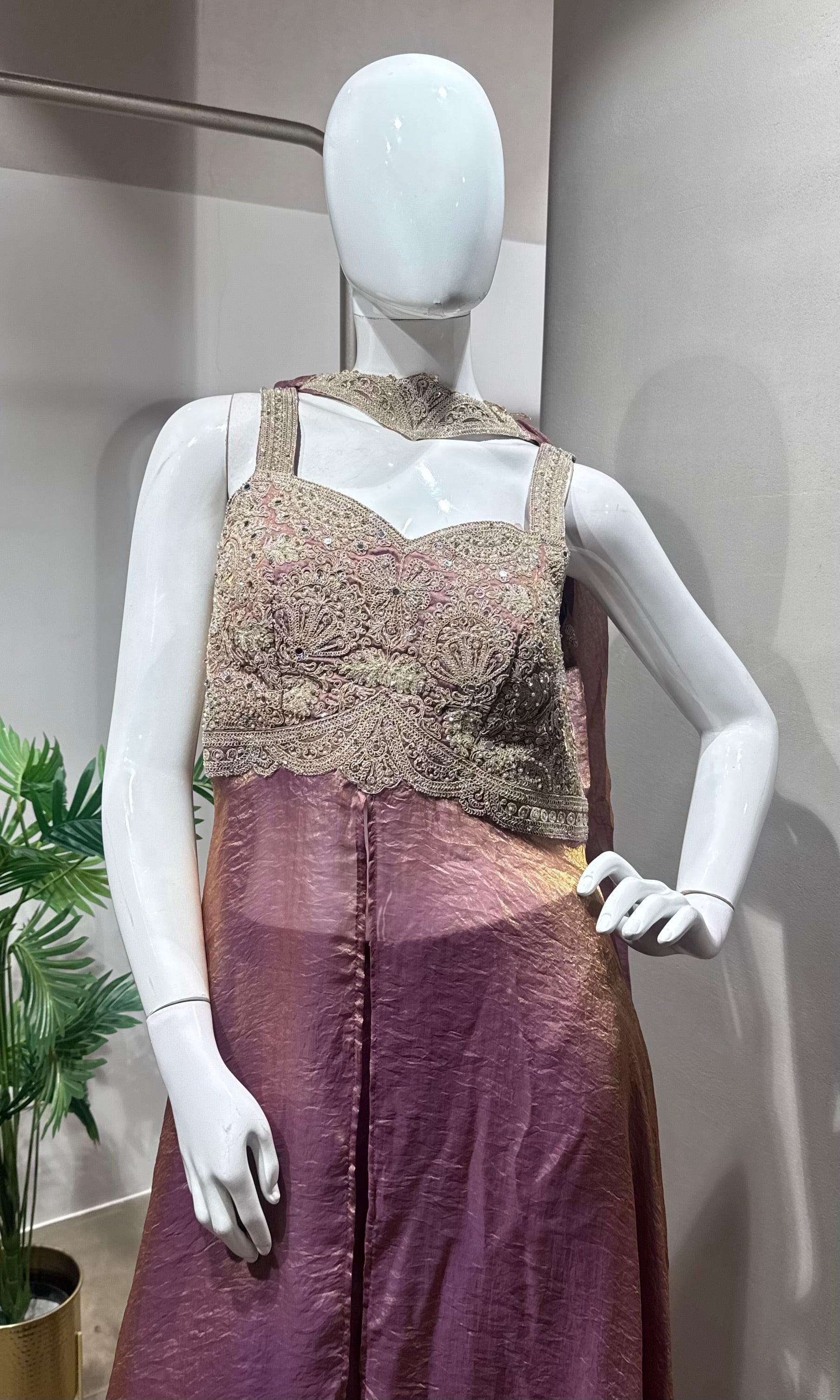 Pink Embroidered Front-Slit Anarkali set