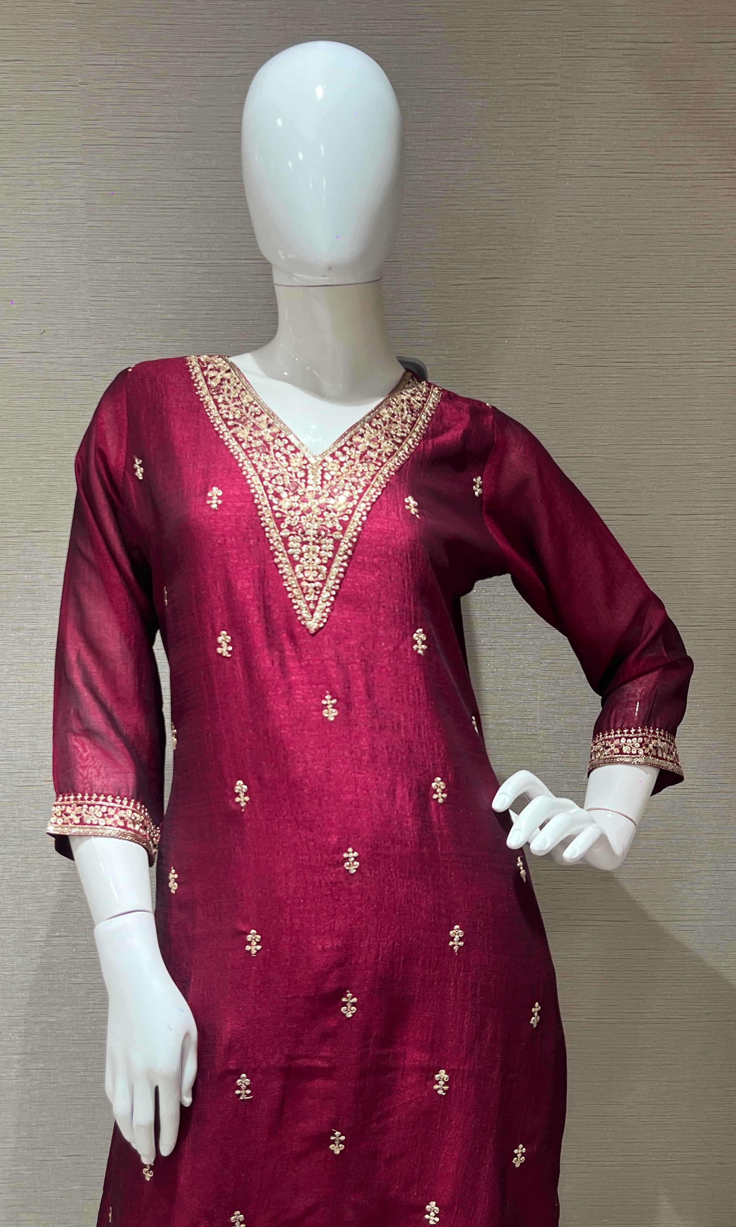 Wine maroon kurta set
