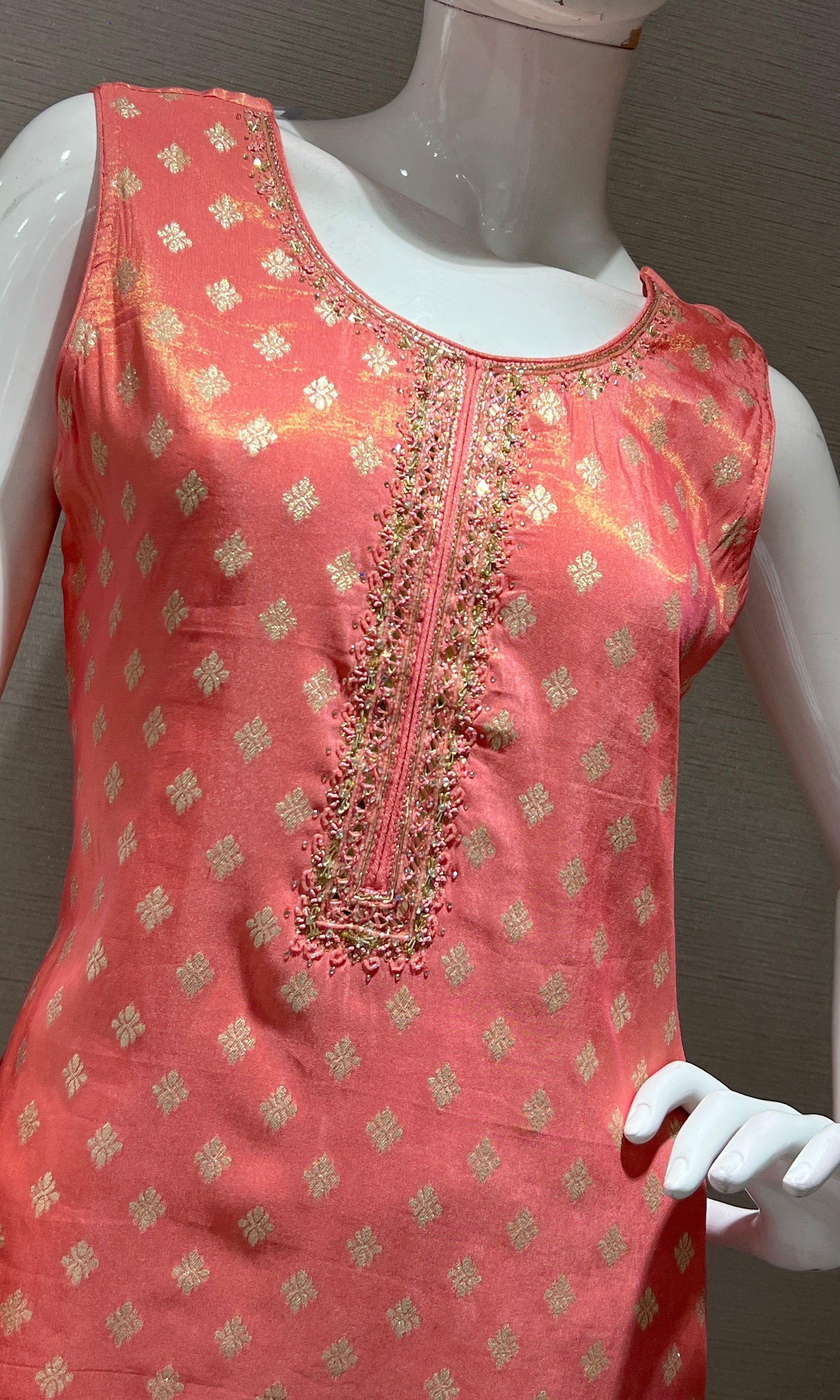 Peach BANARASI EMBROIDERED kurta set