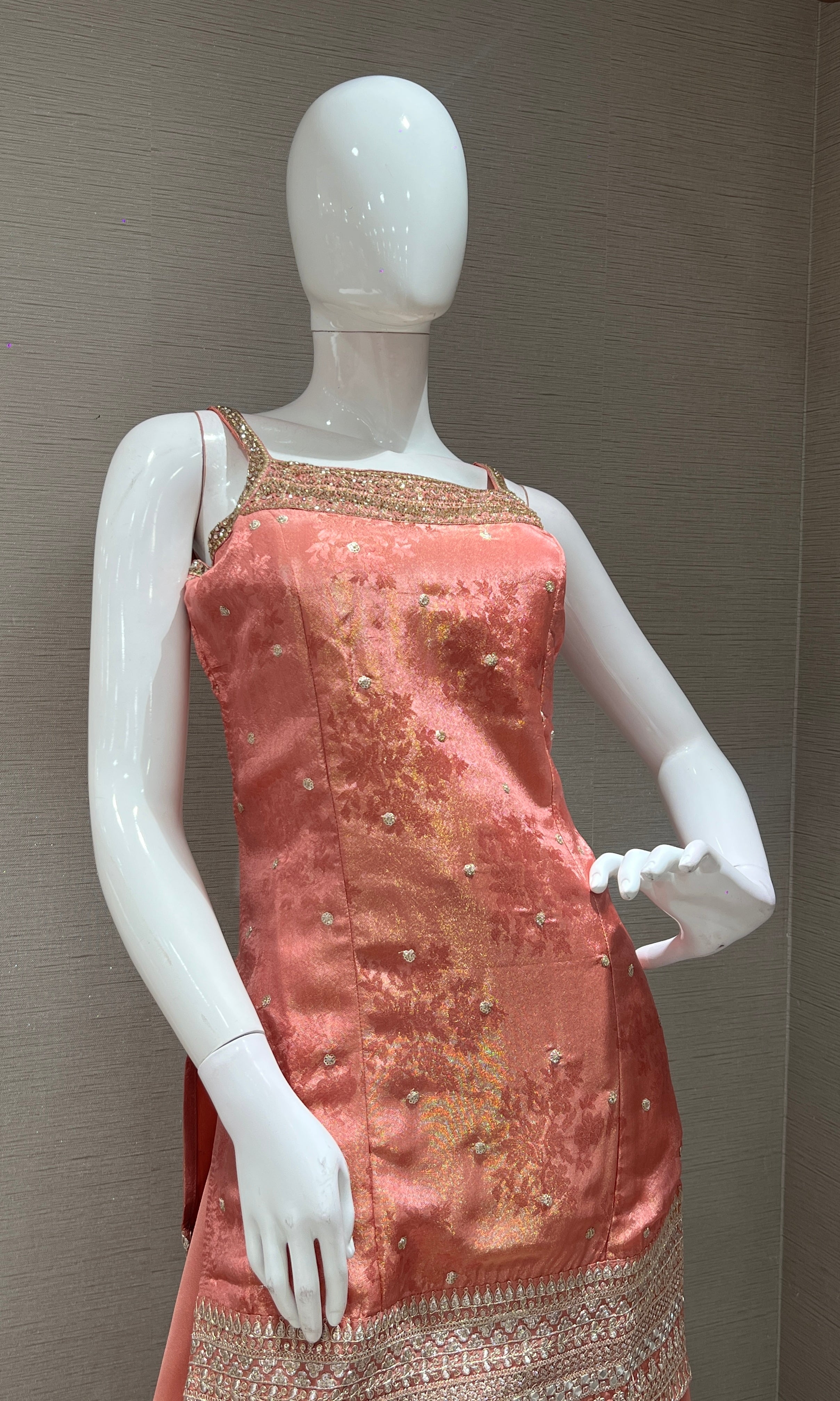 PINK embroidery sharara set with net dupatta