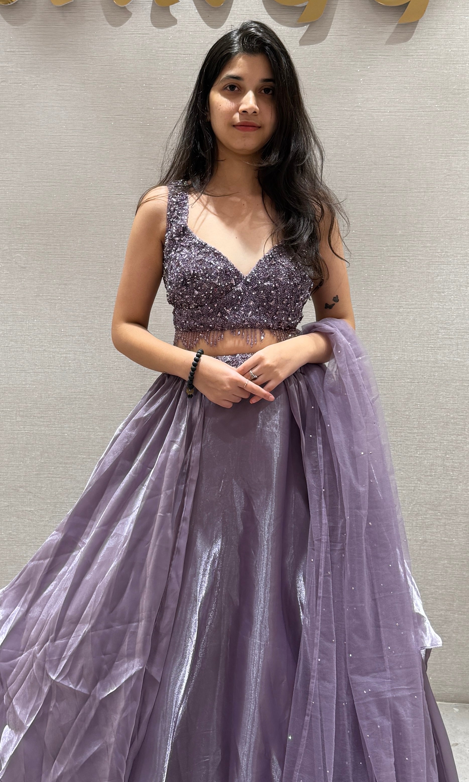 Lilac Sequin Embroidered Lehenga Set