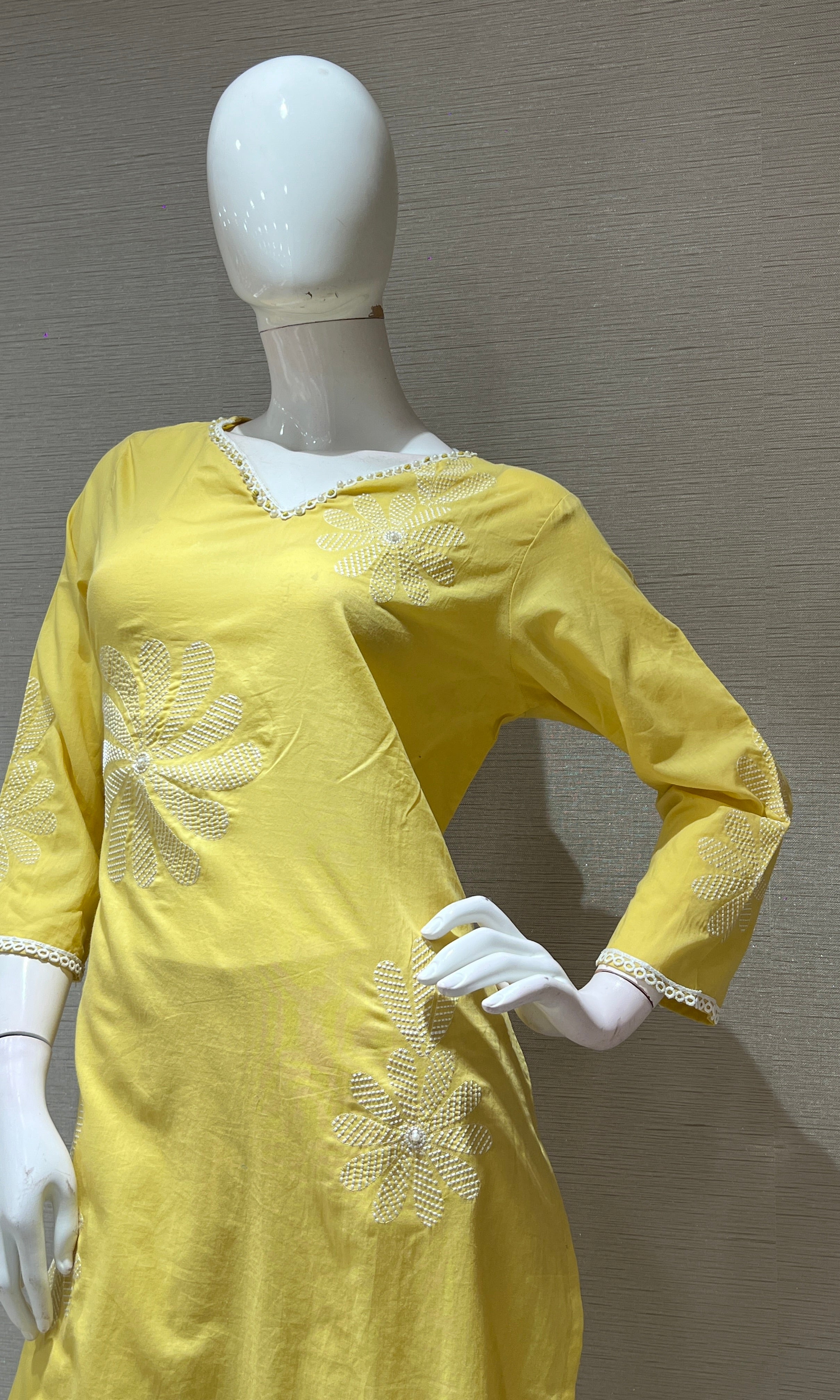 Light yellow FLORAL kurta set