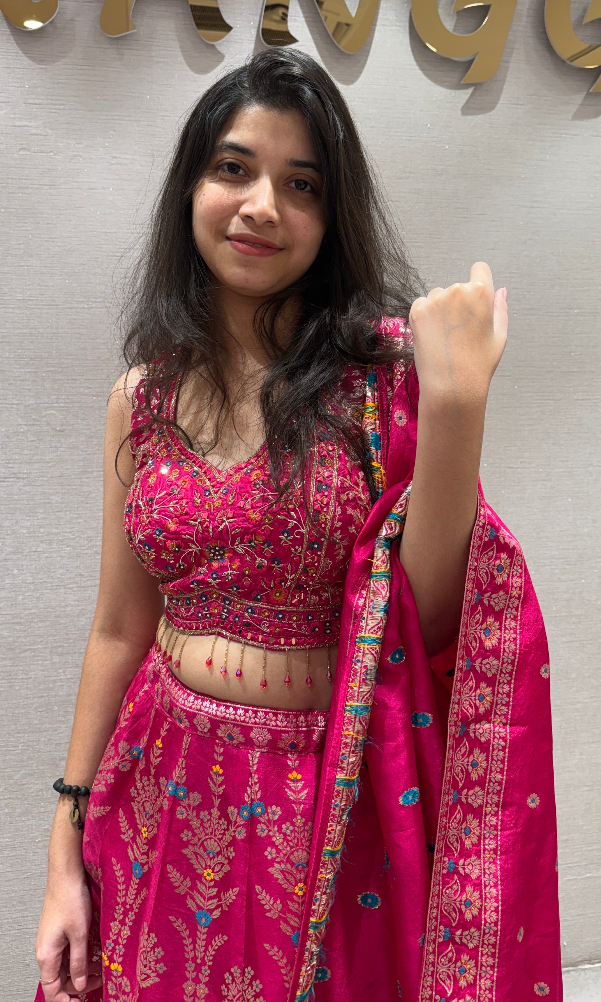 Pink Ethnic Floral Lehenga