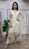 Cream & Gold Floral Embroidered Kurta set