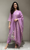 Purple FLORAL MUL CHANDERI KURTA SET