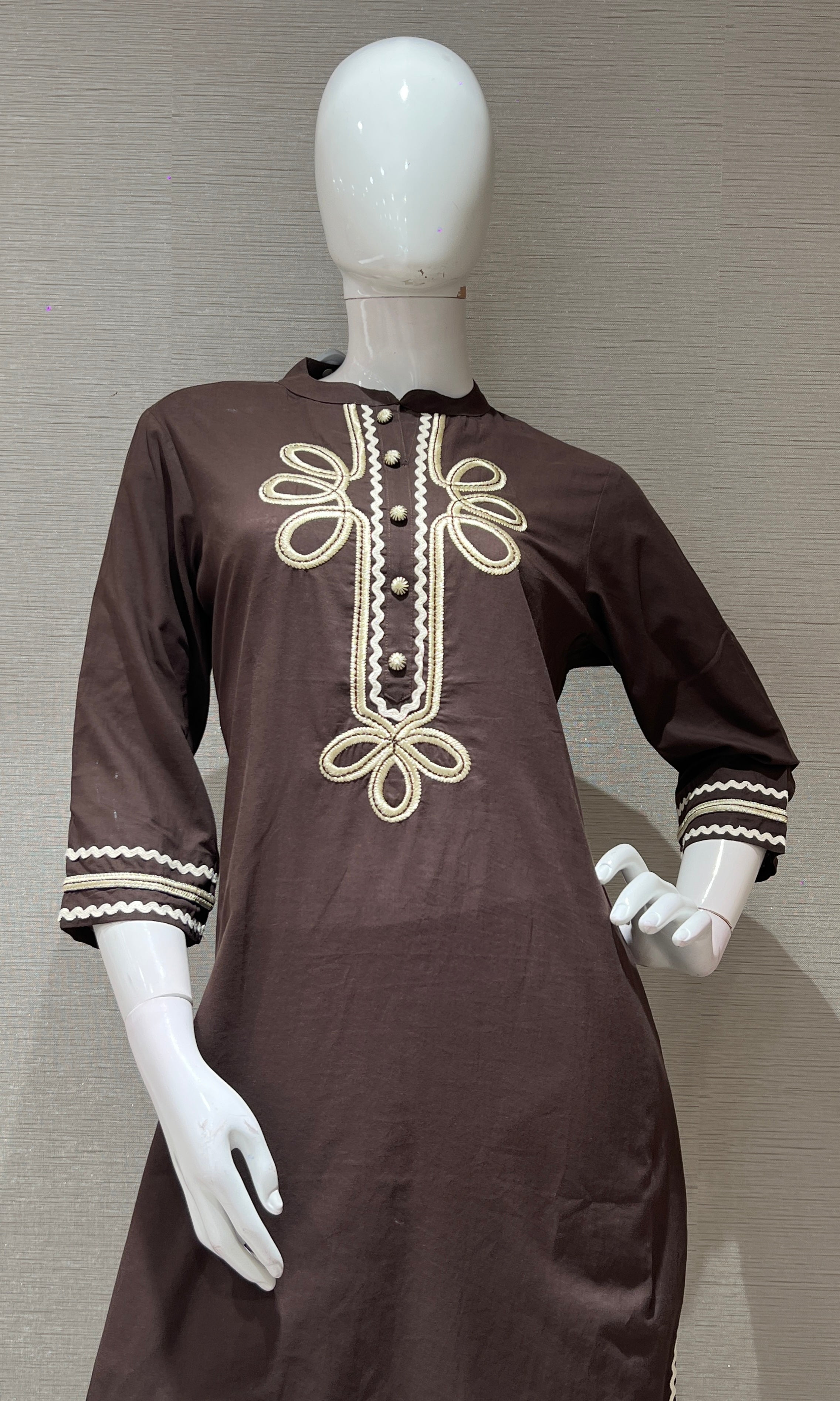 Brown FLORAL KURTA SET WITH PALAZZO PANTS
