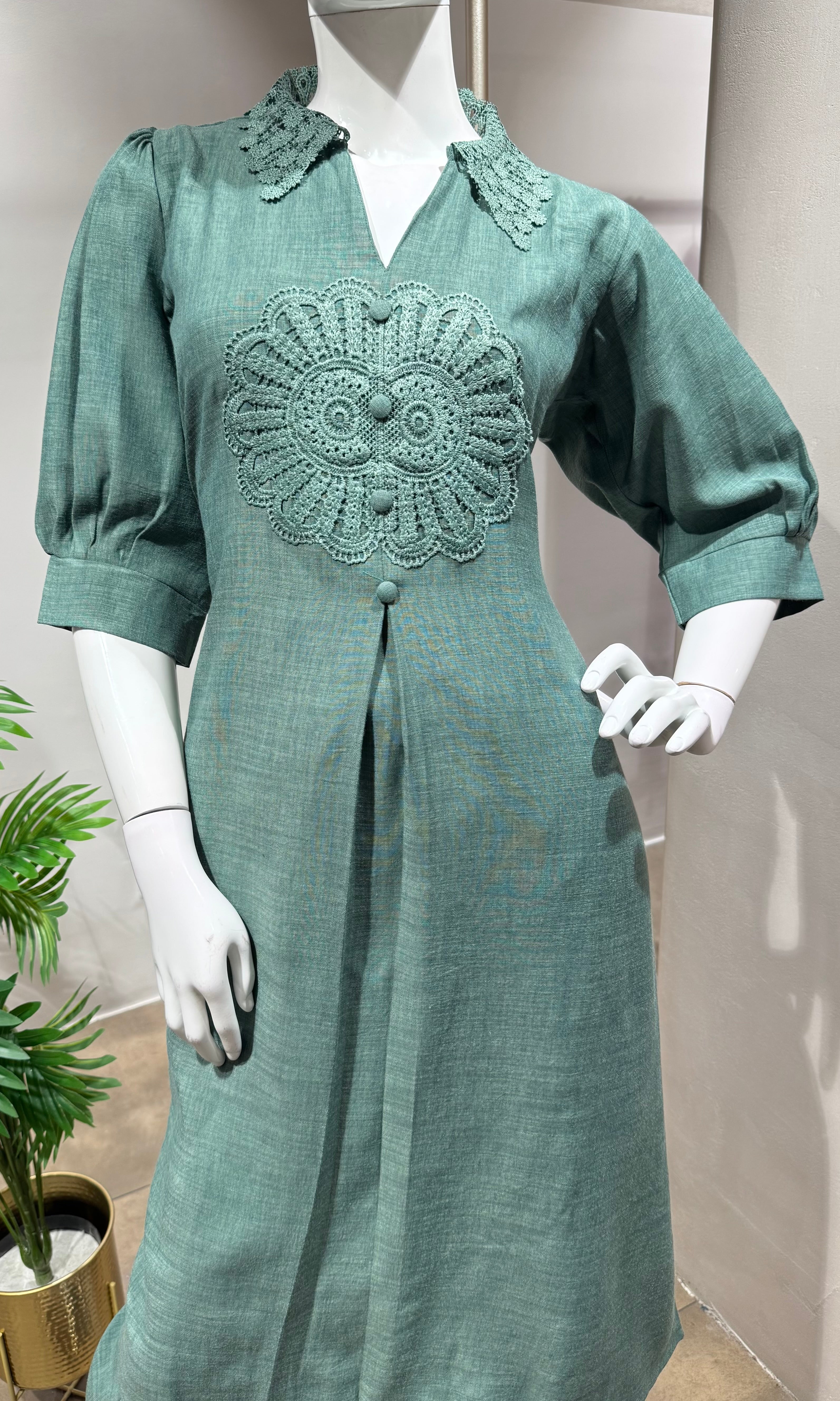 GREEN A-line kurti co-ord set
