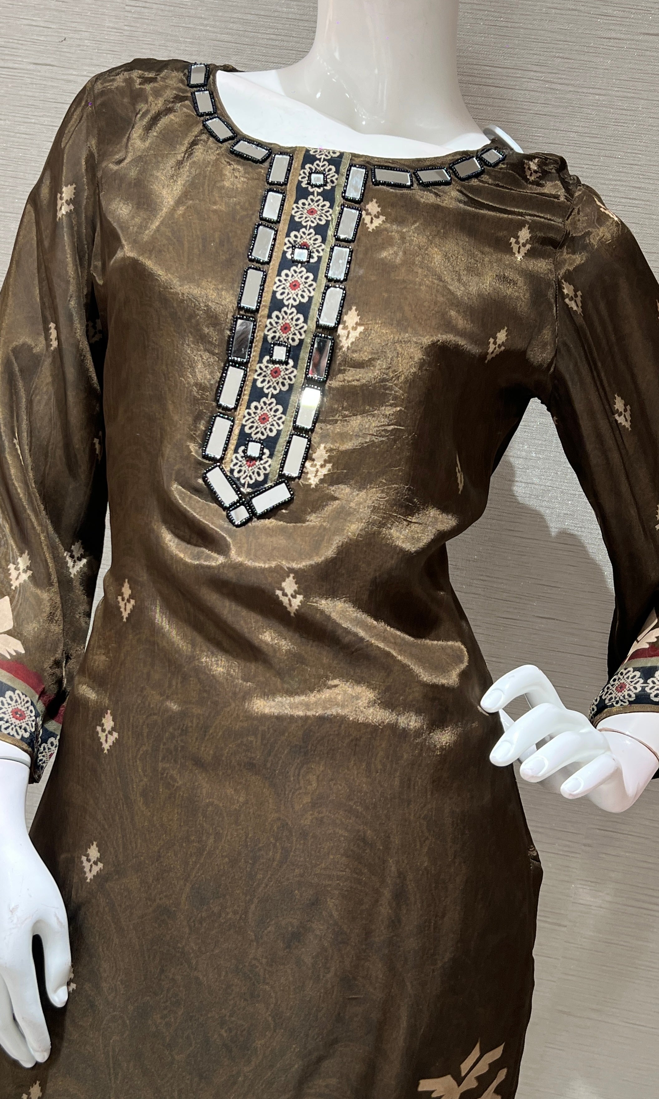 Brown ETHNIC PRINTED kurta set