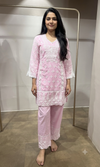 Light Pink Embroidered Cotton Cord Set