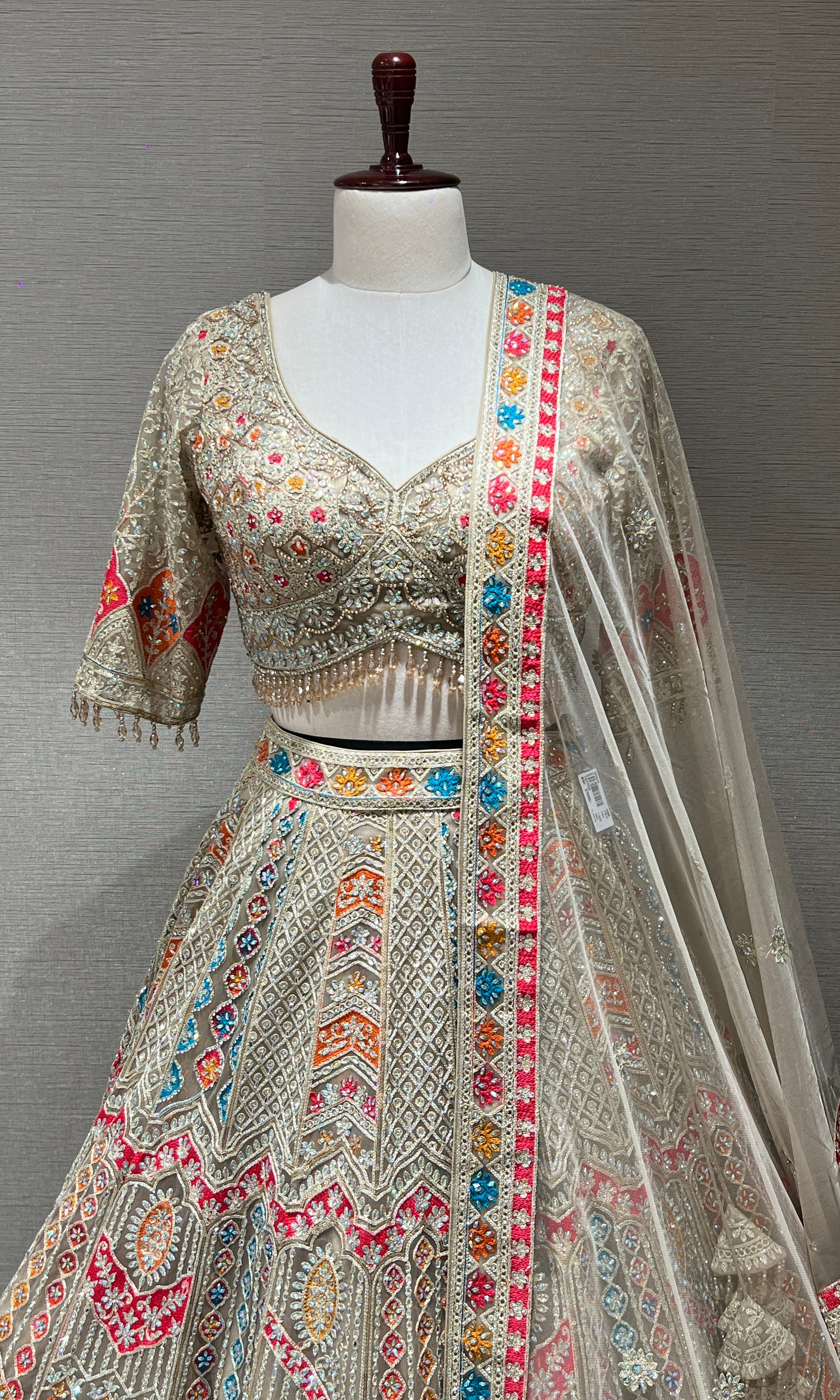 Chikoo Lehenga with Multi Color intricate embroidery