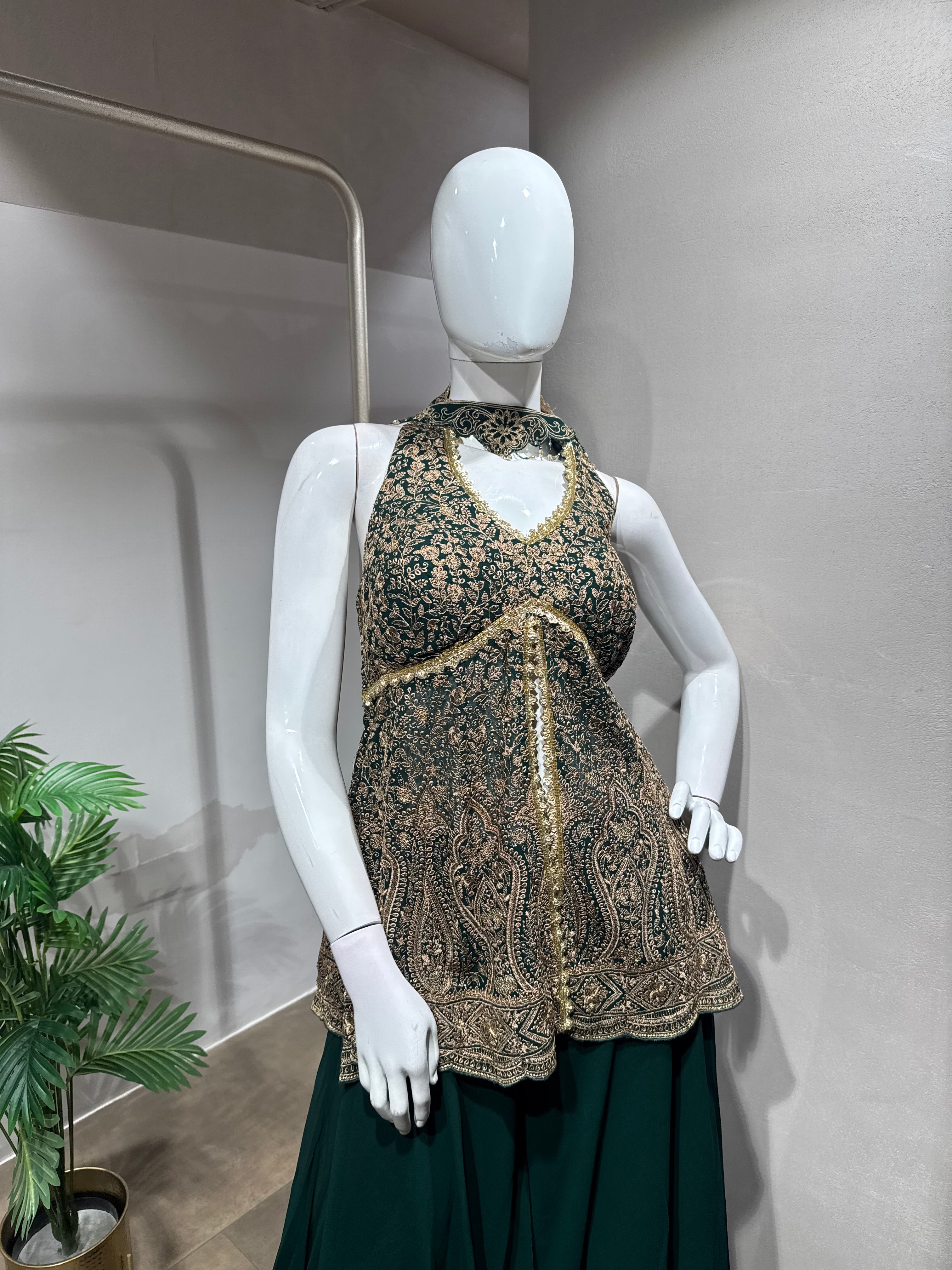 green Golden Glow Palazzo Set