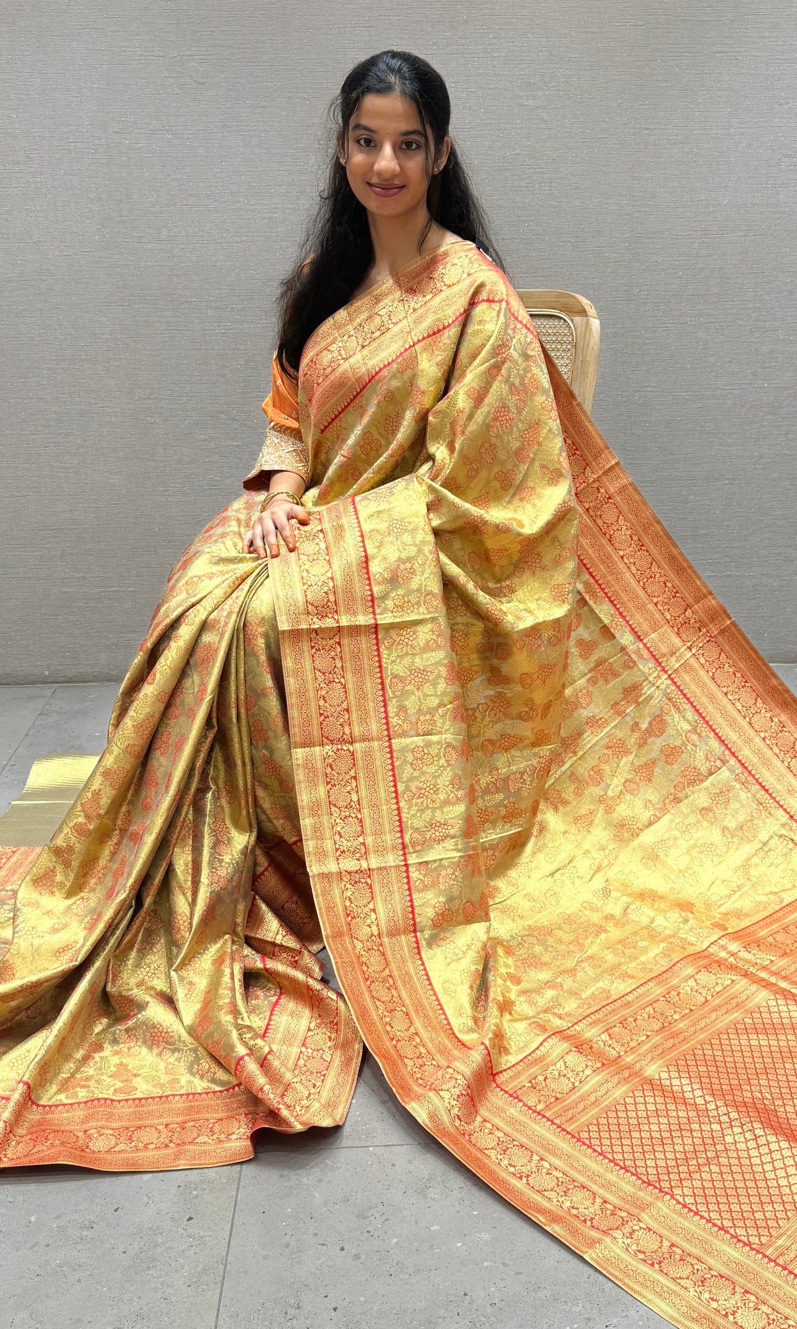Red saree with blouse