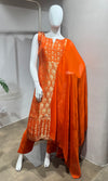 Orange golden banarasi kurta set