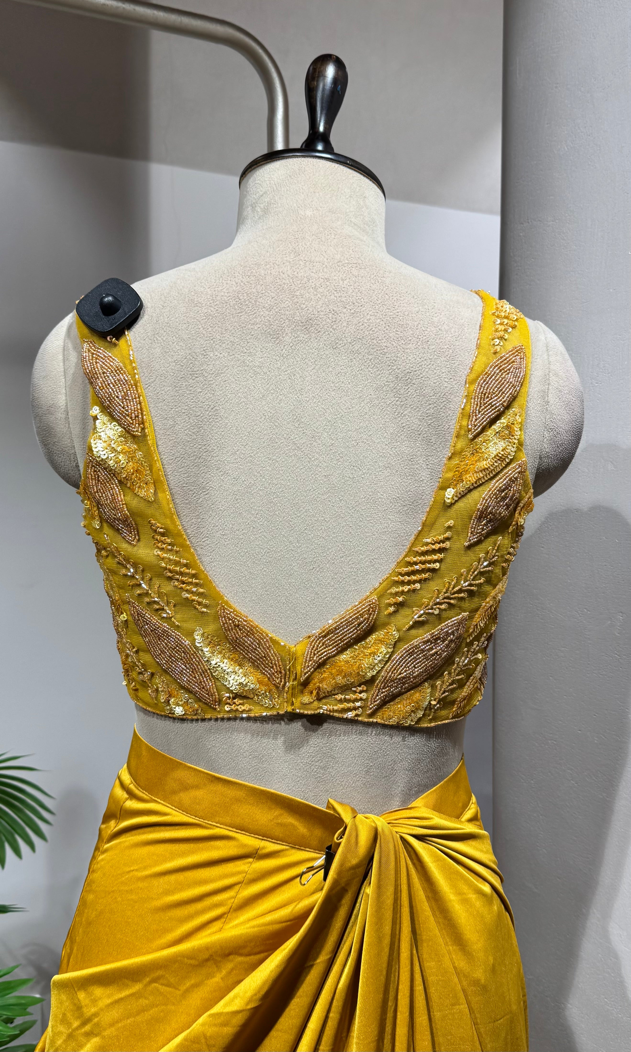 Mustard Magic Pre-Draped Festive Saree