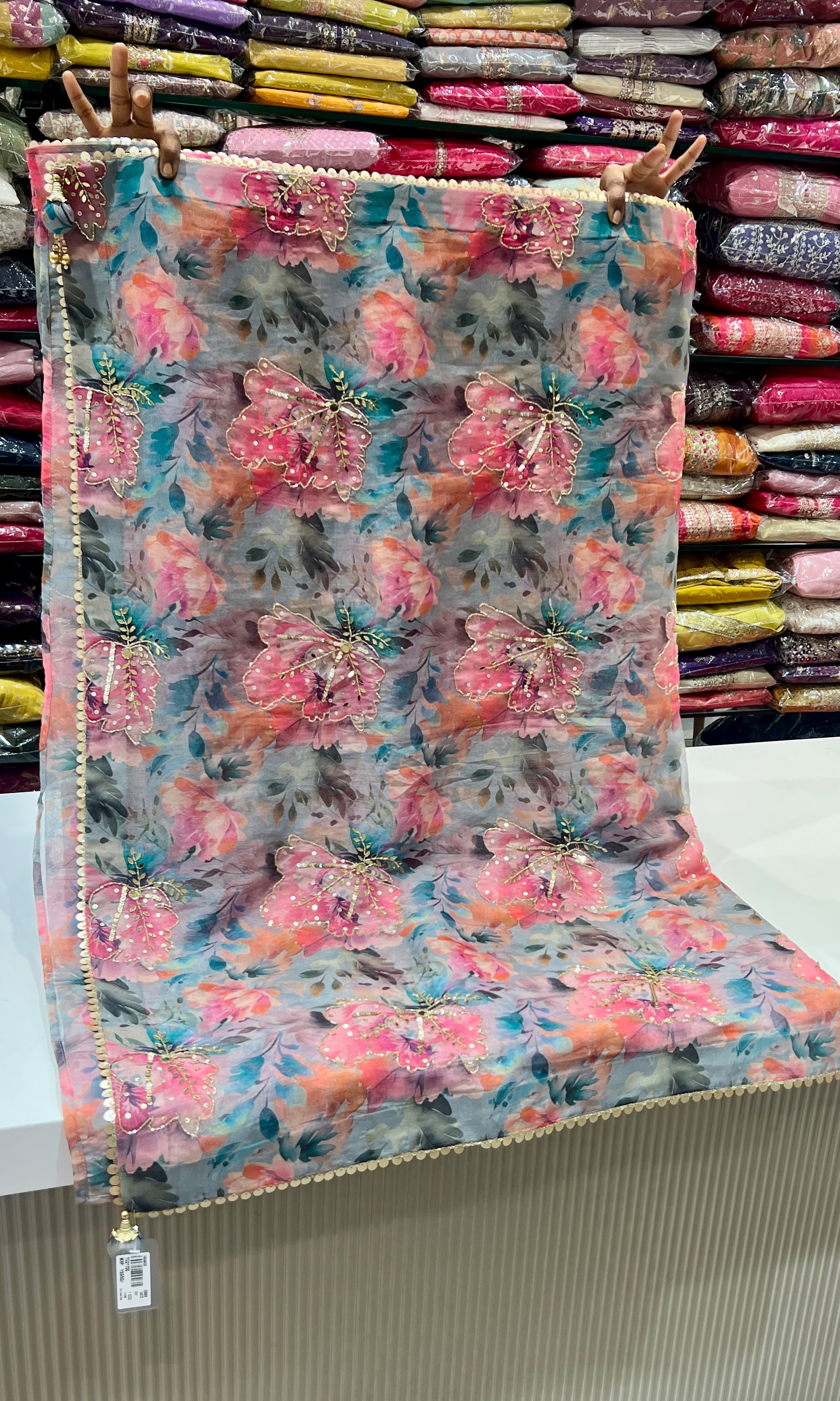 Grey saree with ready blouse