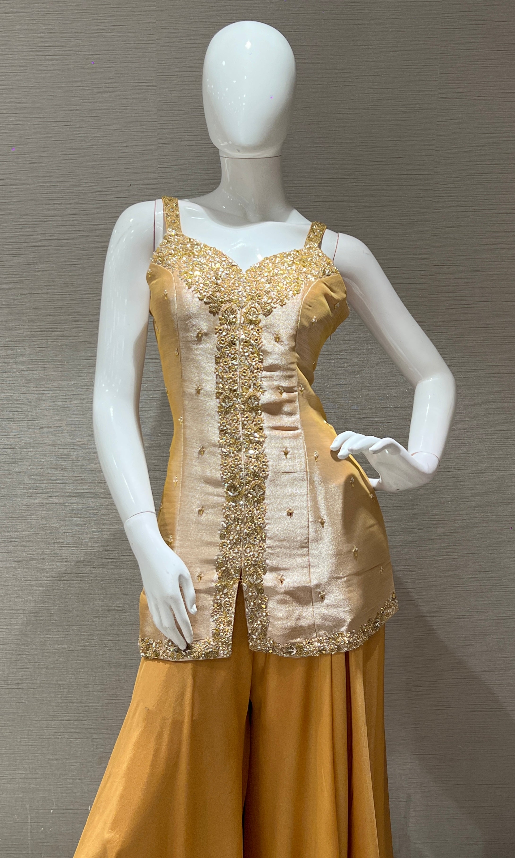 Mustard Yellow Embroidered Sharara