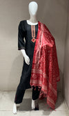 Black kurta set with contrast dupatta