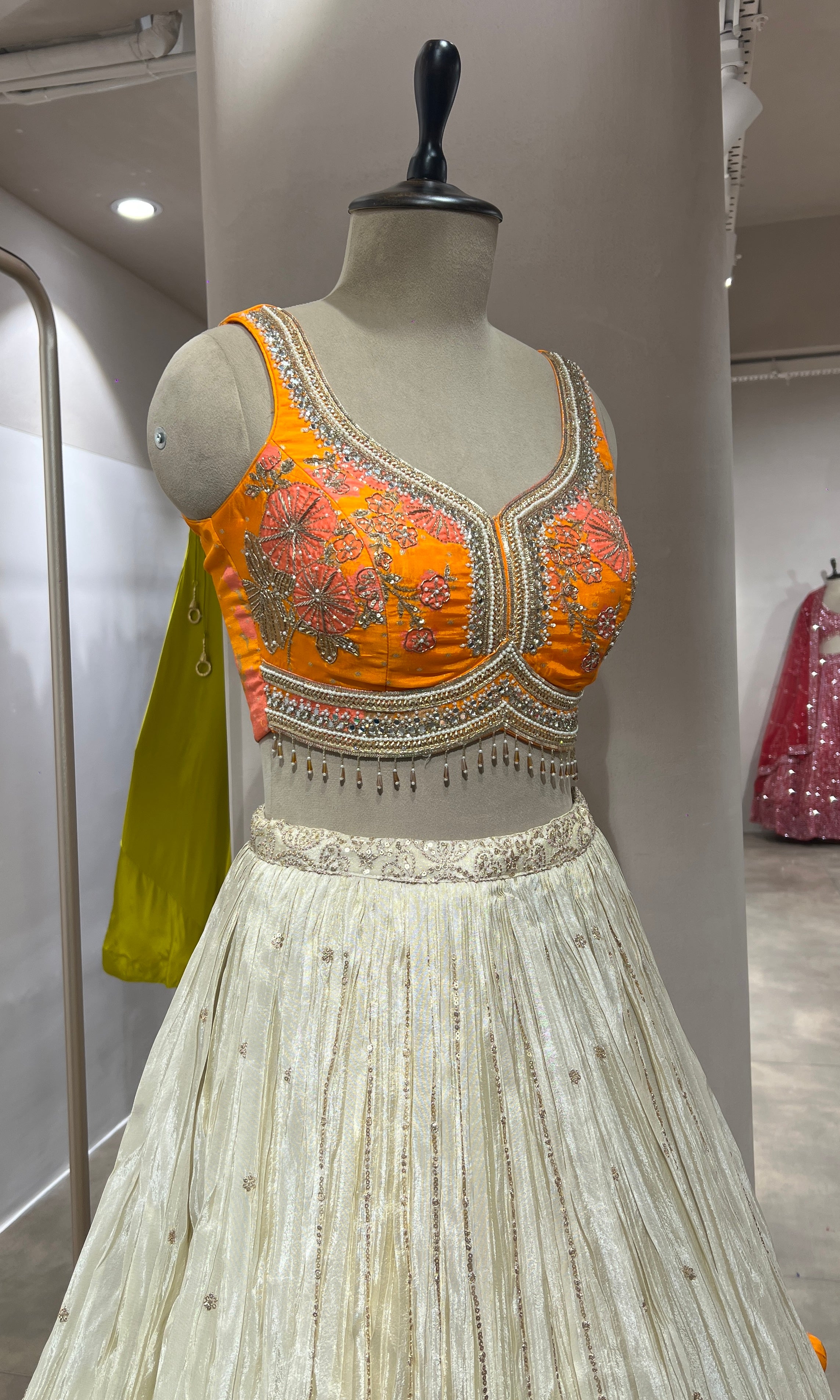 ORANGE EMBELLISHED LEHENGA
