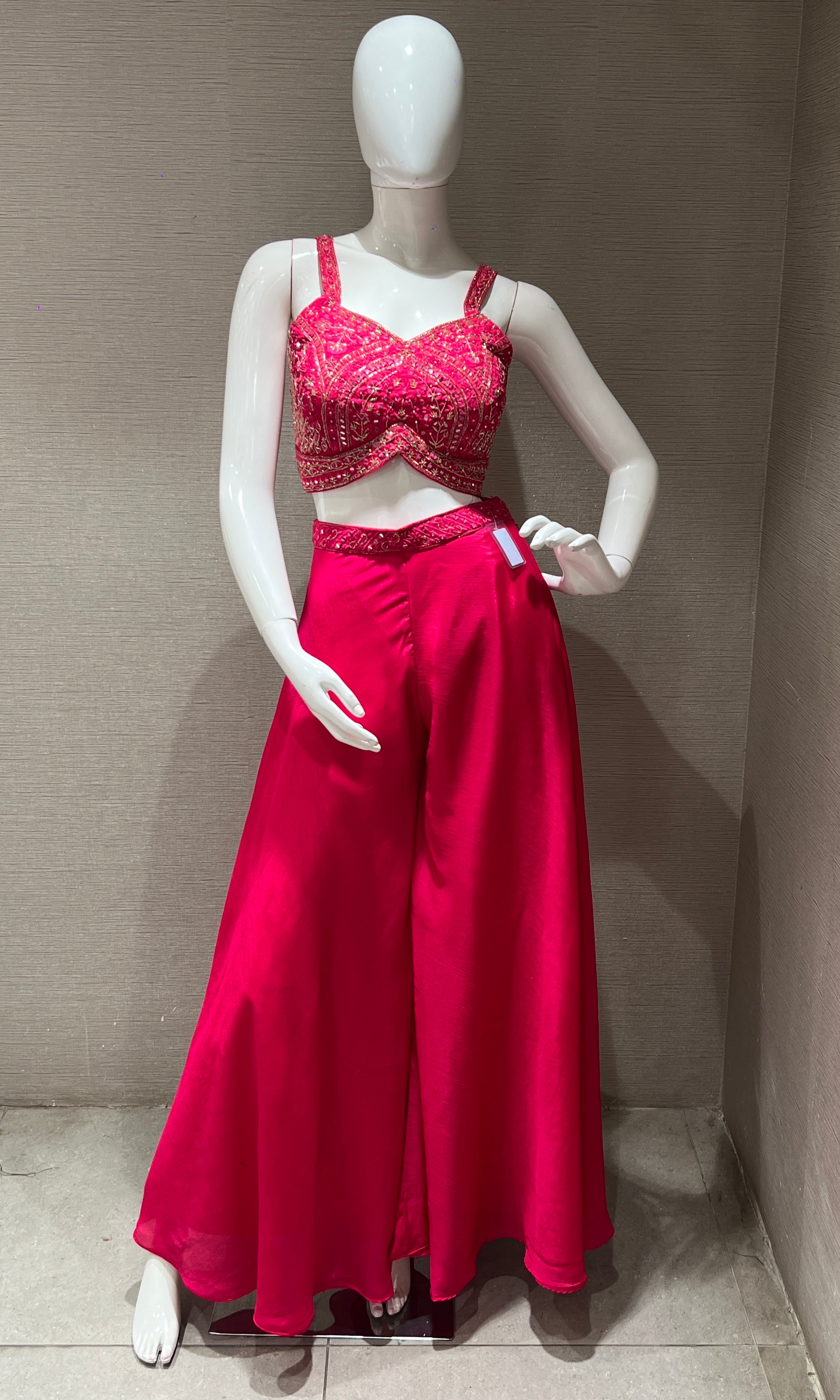 Pink palazzo with cape