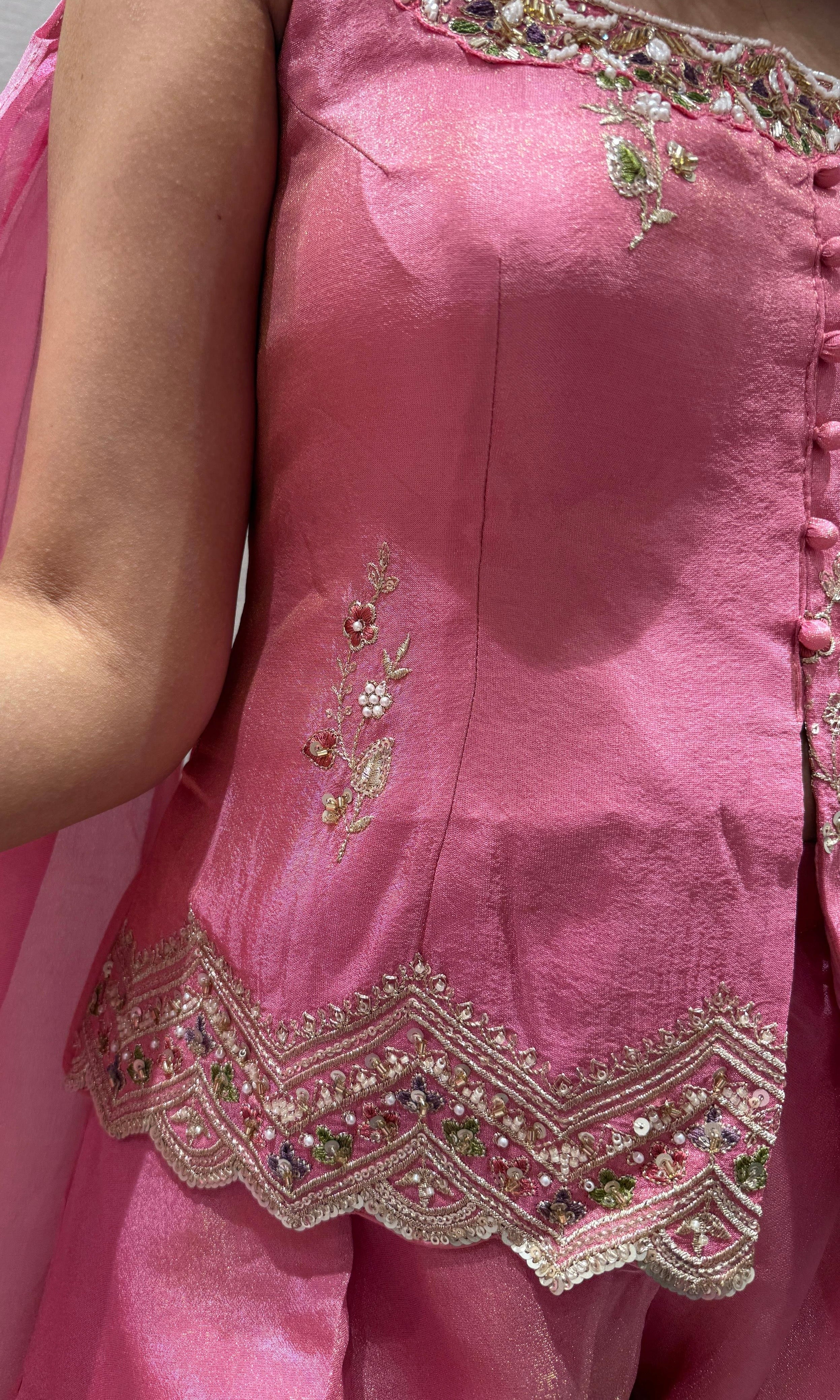 Rose Petal Peplum Palazzo Set
