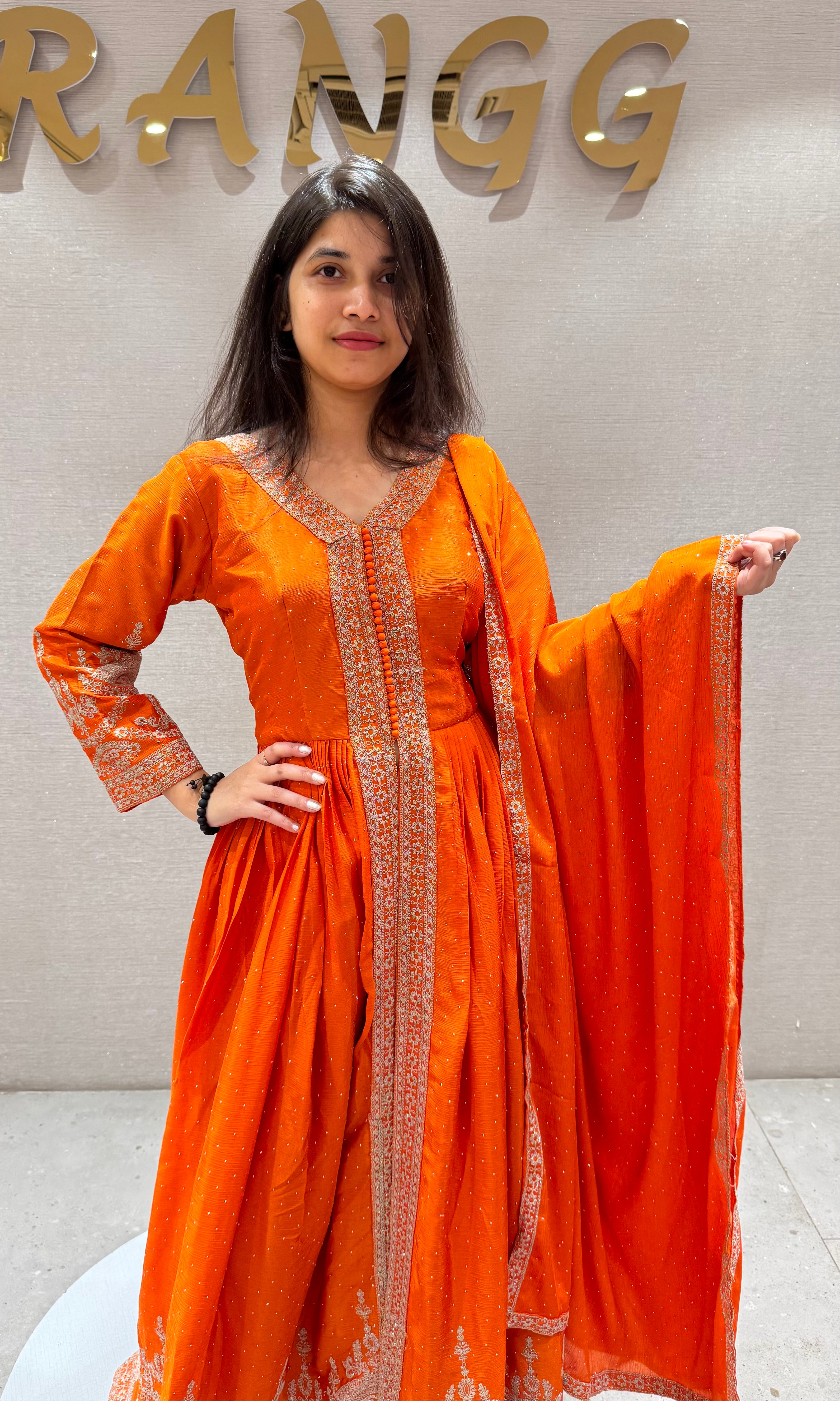 Rust GOLDEN GLOW EMBROIDERY ANARKALI