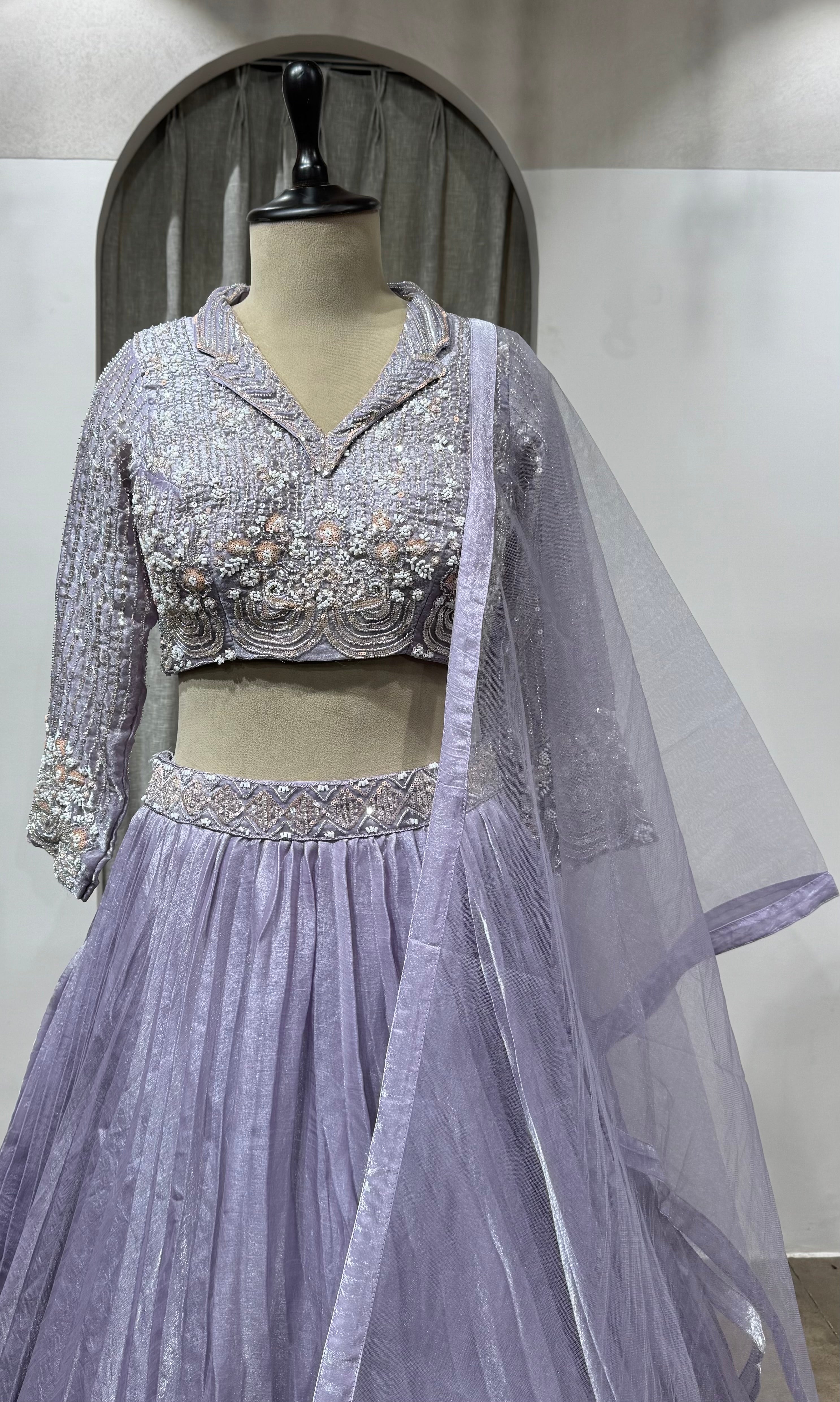 LAILAC Silver Embroidered Party Wear Lehenga Choli