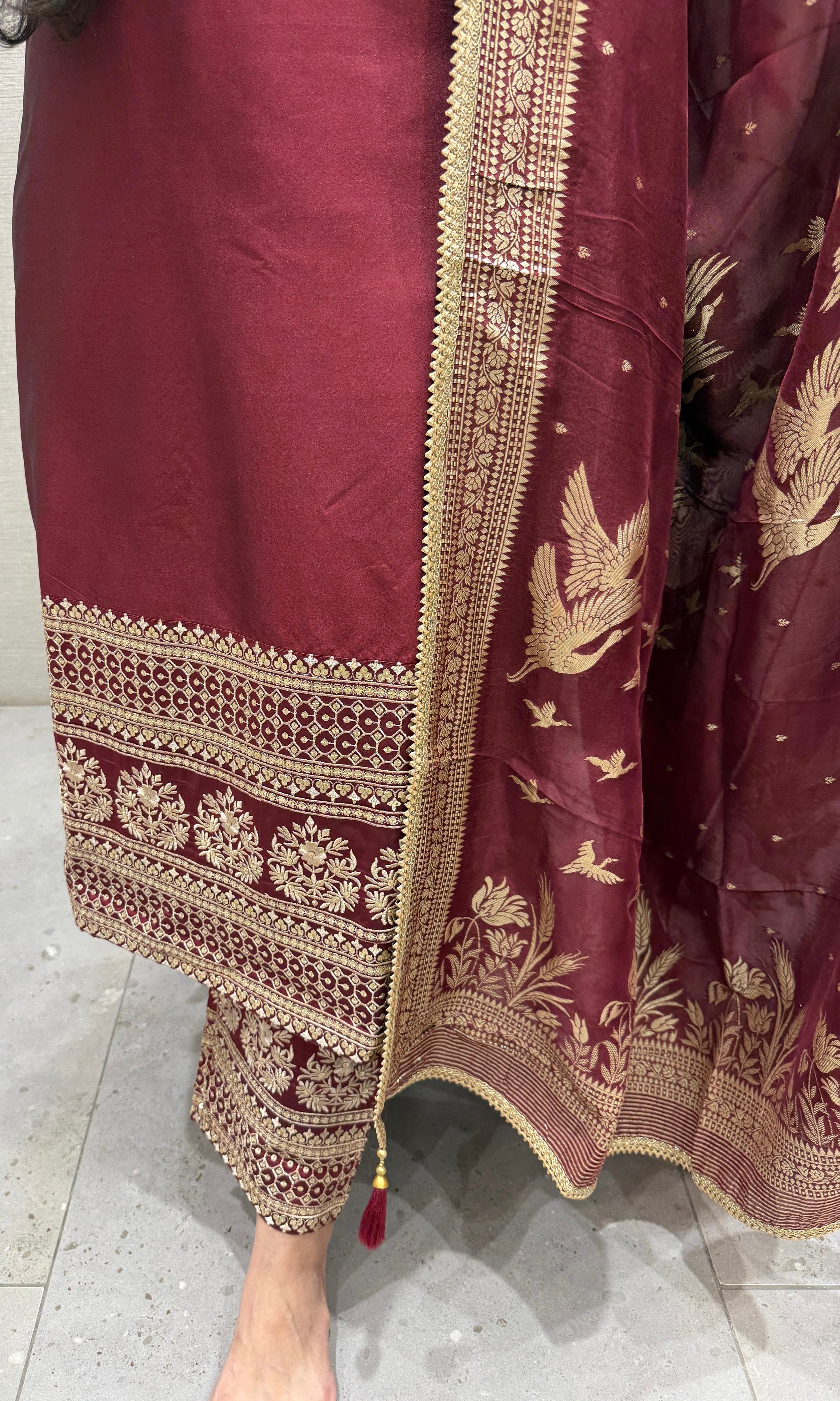 Maroon kurta set