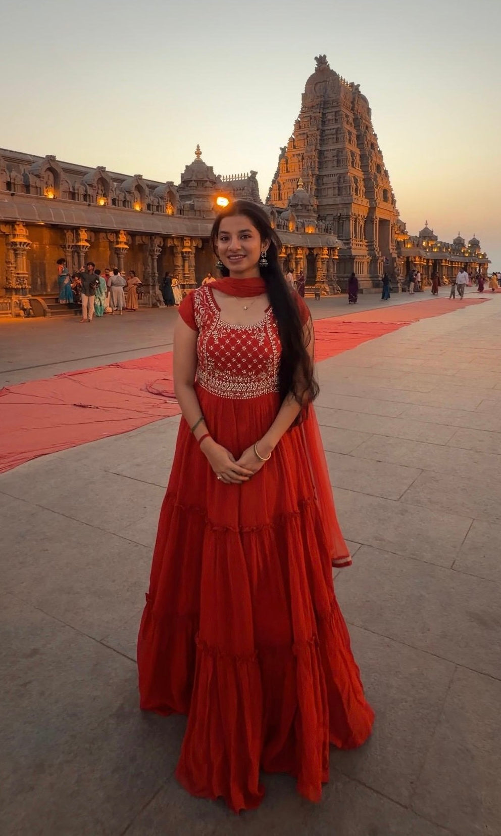 Orange RUFFLE ANARKALI LONG dress